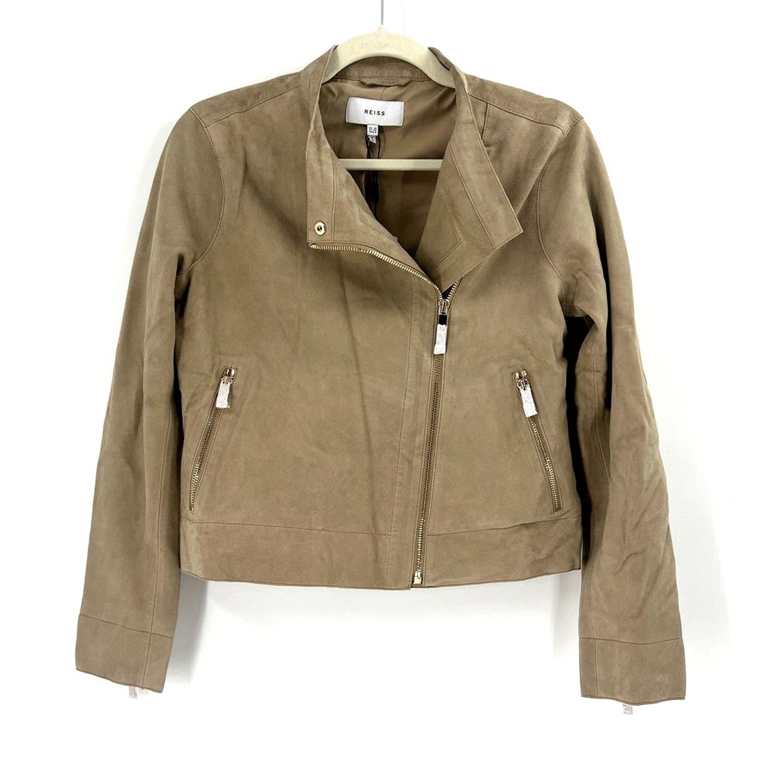 Reiss Reiss Women's Madeline Suede Biker Jacket 6 Size M / US 6-8 / IT 42-44 - 3 Thumbnail