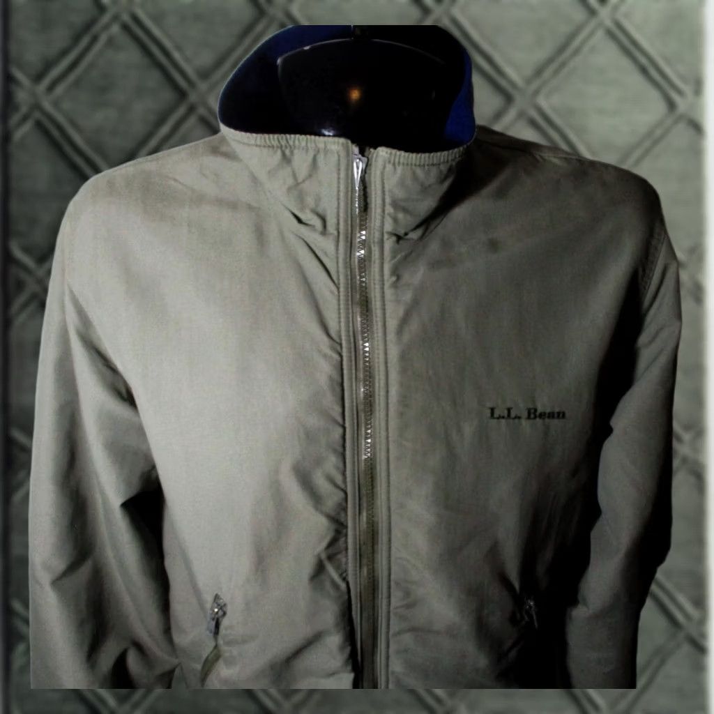 L.L. Bean Jacket Adult M Green Full Zip Fleece Lined Nylon Men's, Men's
