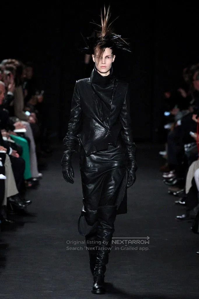 Ann Demeulemeester Ann Demeulemeester Leather Jacket with Scarf Hem. Size US XS / EU 42 / 0 - 6 Thumbnail