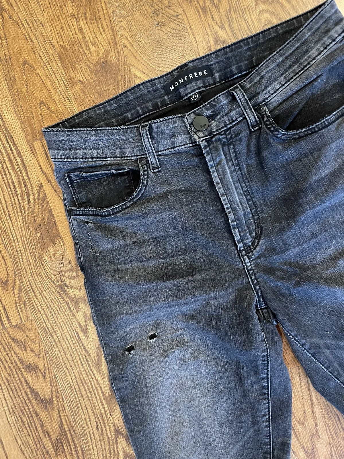 MONFRERE Monfrère Greyson Distressed Skinny Jeans 31x32 Size US 31 - 3 Thumbnail