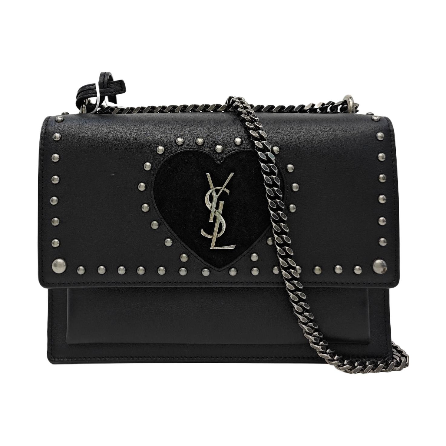 Saint Laurent Paris Saint Laurent Studded Sunset Heart Shoulder Bag OS Size ONE SIZE - 1 Thumbnail