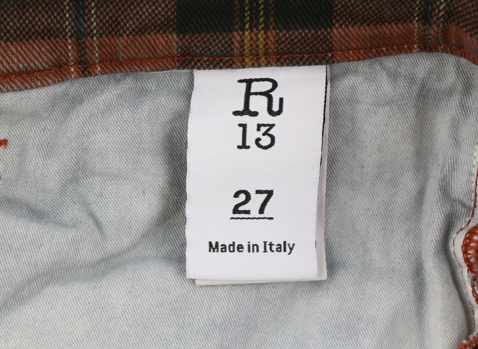 R13 TAILORED DROP 27 Ash Red Plaid Ankle Crop Relaxed 85770 Size 27" / US 4 / IT 40 - 6 Thumbnail