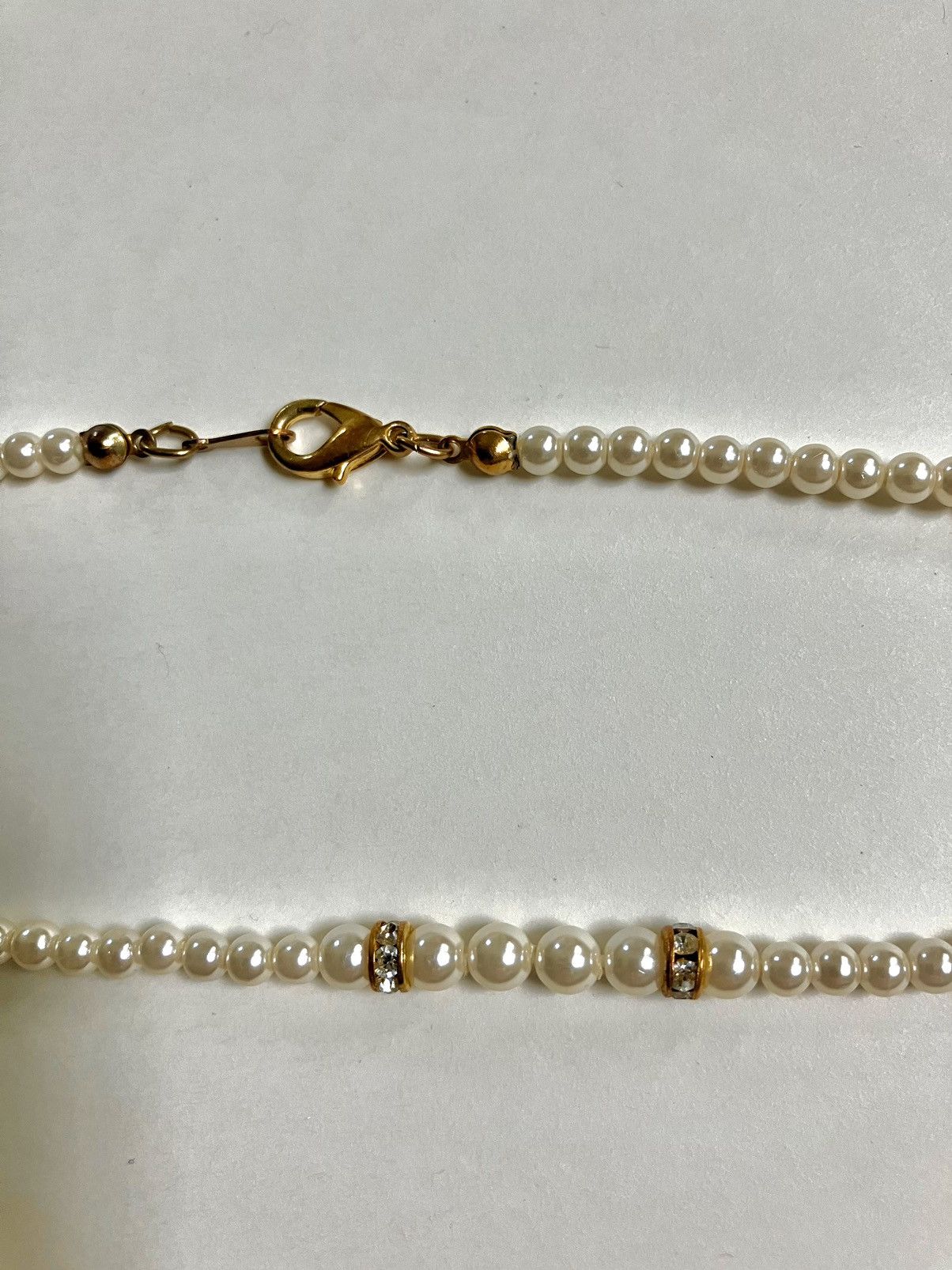 Vintage Antique Vintage NYC Faux Pearl Gold Crystal Necklace Size ONE SIZE - 1 Thumbnail