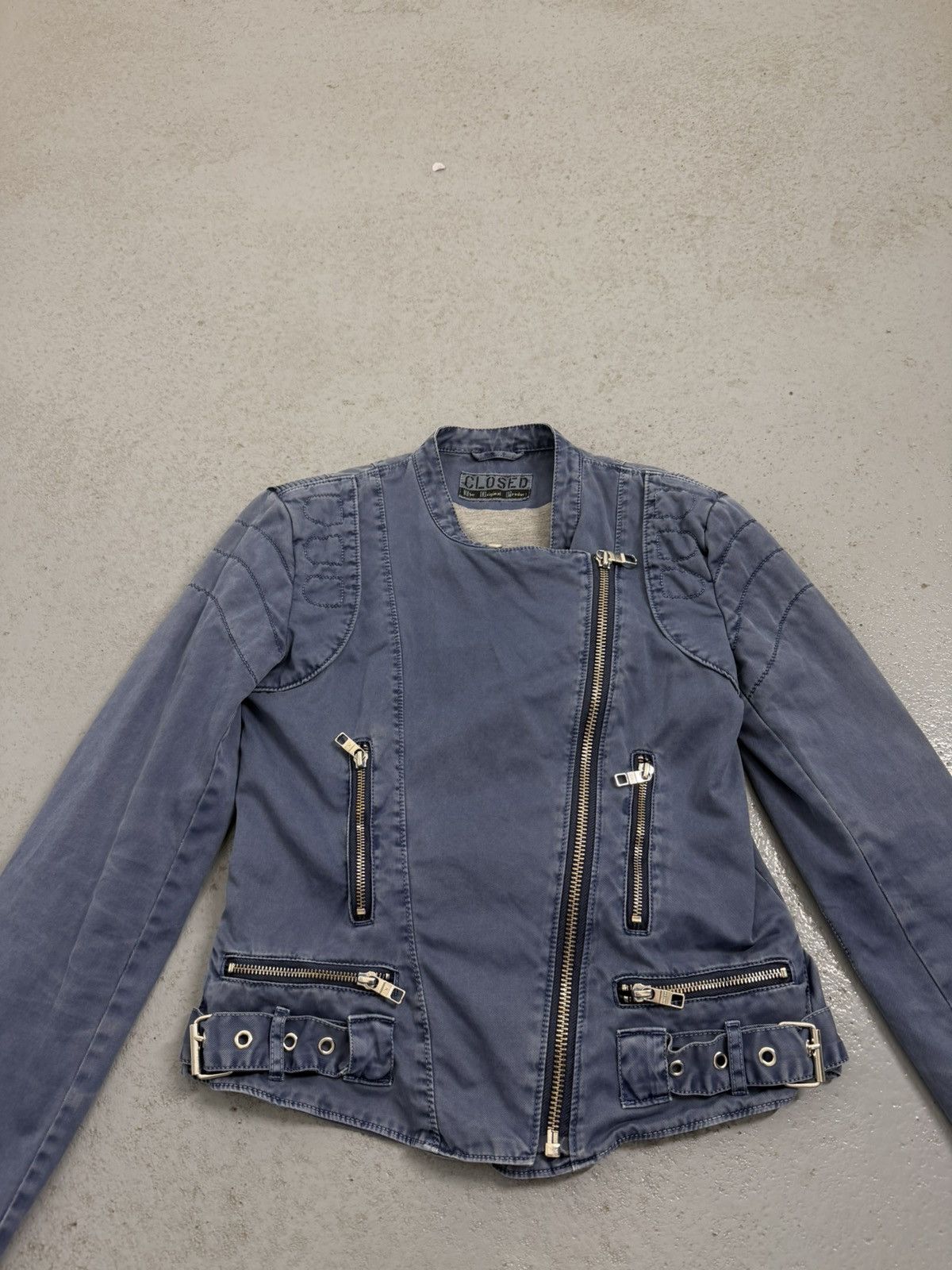 CLOSED Closed Washed Biker Multi-zip Side Zip Jacket Size S / US 4 / IT 40 - 2 Thumbnail