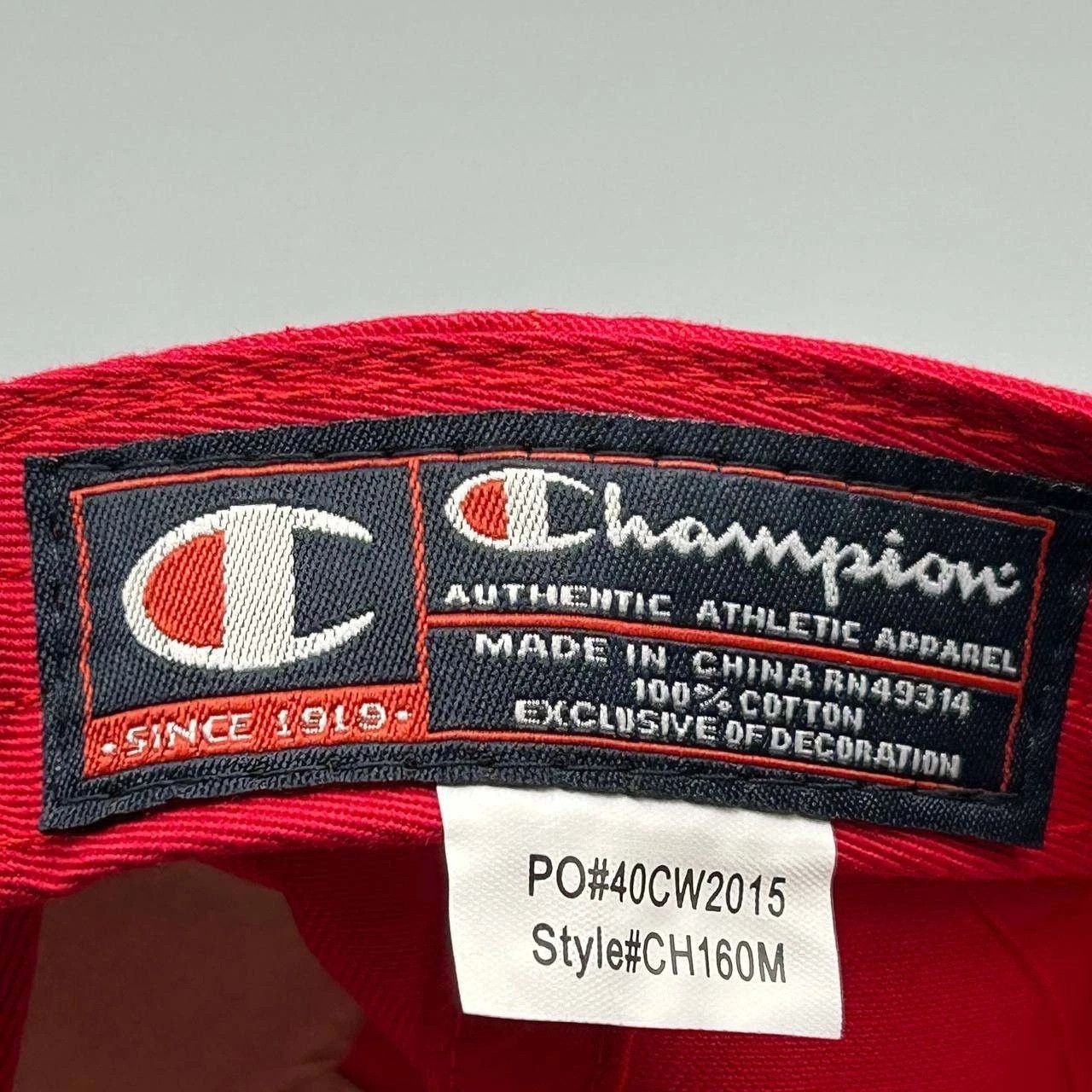 Champion Champion Hat Men Red Embroidered Snap Back Cap Cotton New Size ONE SIZE - 3 Thumbnail