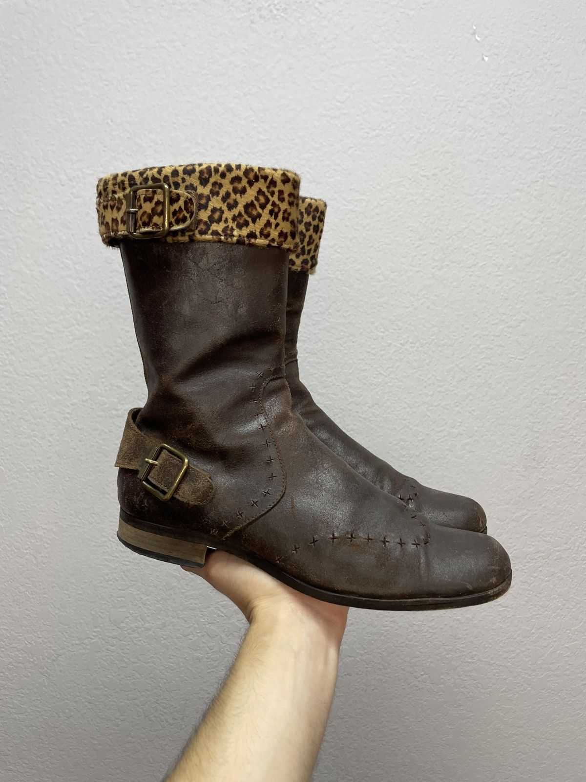 If Six Was Nine AS 98 Vibe Artisan Black Leather Side Zip Ankle Biker Boots Size US 6.5 / EU 39-40 - 2 Thumbnail