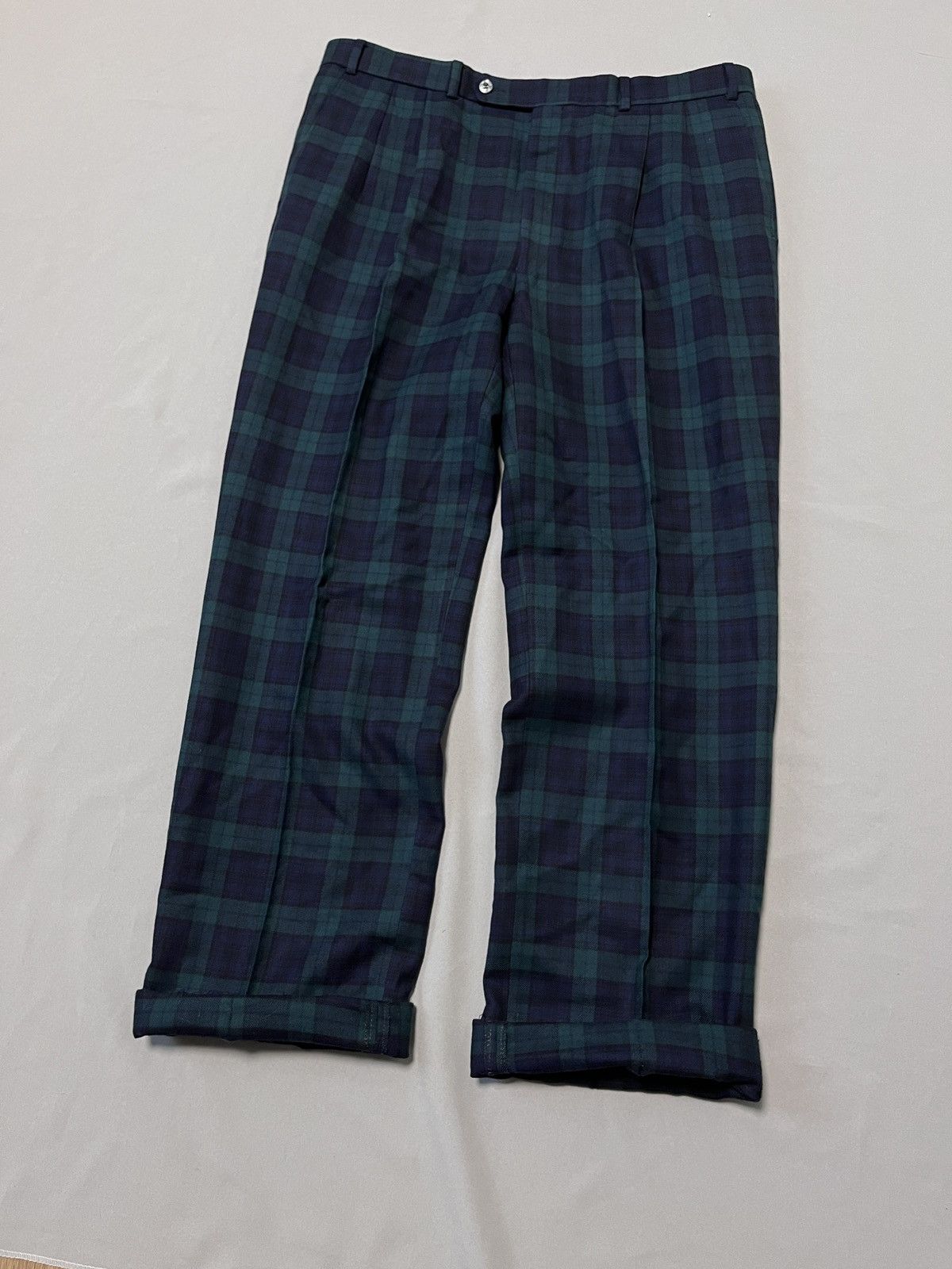 DAKS Daks London Signature Wool Black Watch Tartan Wide Pants Size US 36 / EU 52 - 3 Thumbnail
