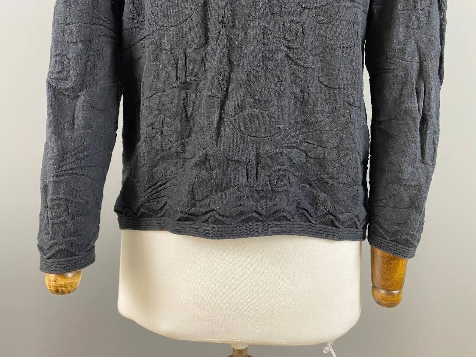 Designer Gudrun Sjoden Black Floral Knit Cardigan Sweater Size S Size S / US 4 / IT 40 - 7 Thumbnail