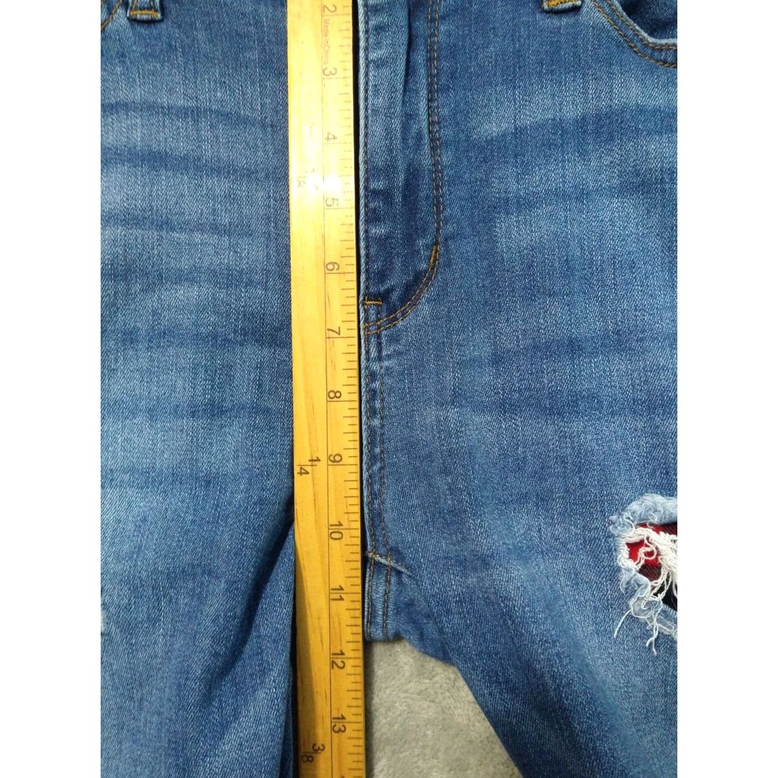 Denime Judy Blue Jeans Womens 13/31 Blue Denim Skinny Fit Mid Rise Distressed Stretch Size 34" / US 12 / IT 48 - 4 Thumbnail