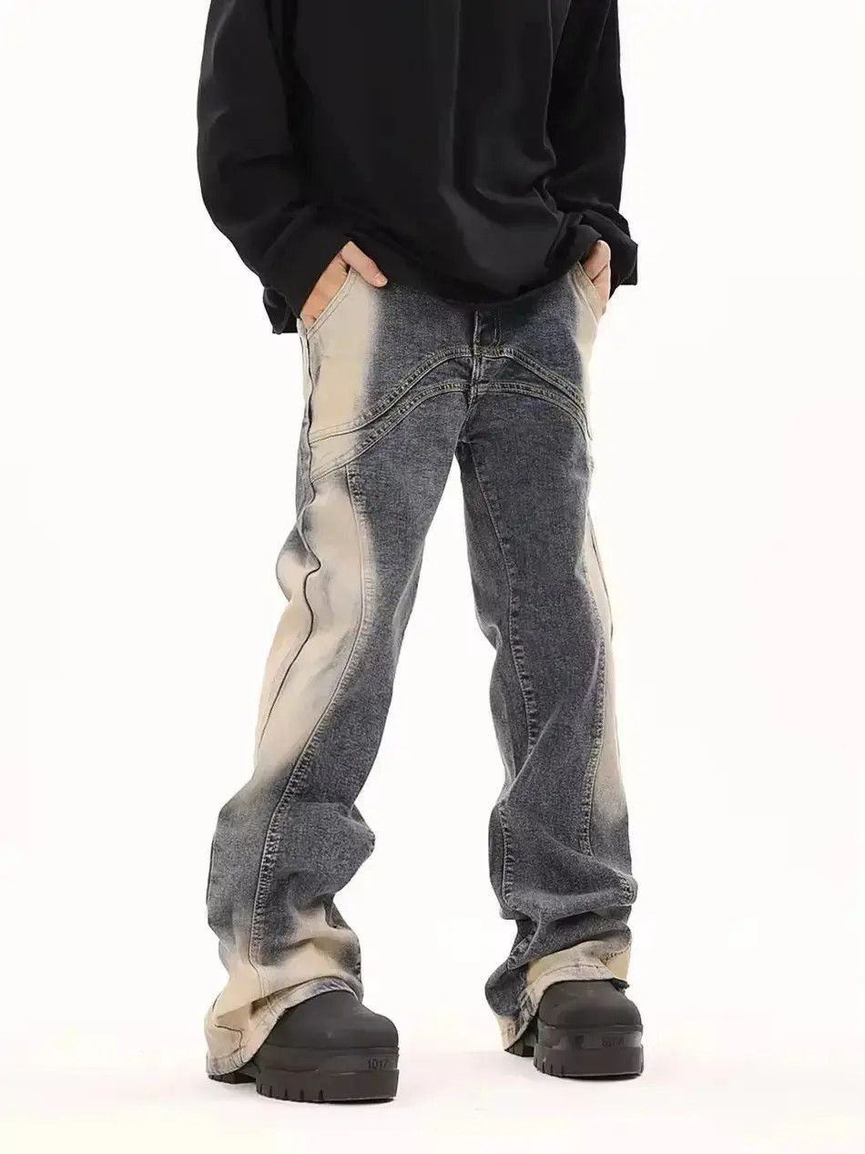 Japanese Brand Design Streetwear Washed Tie Dye Flared Jeans Pants Size US 34 / EU 50 - 4 Thumbnail