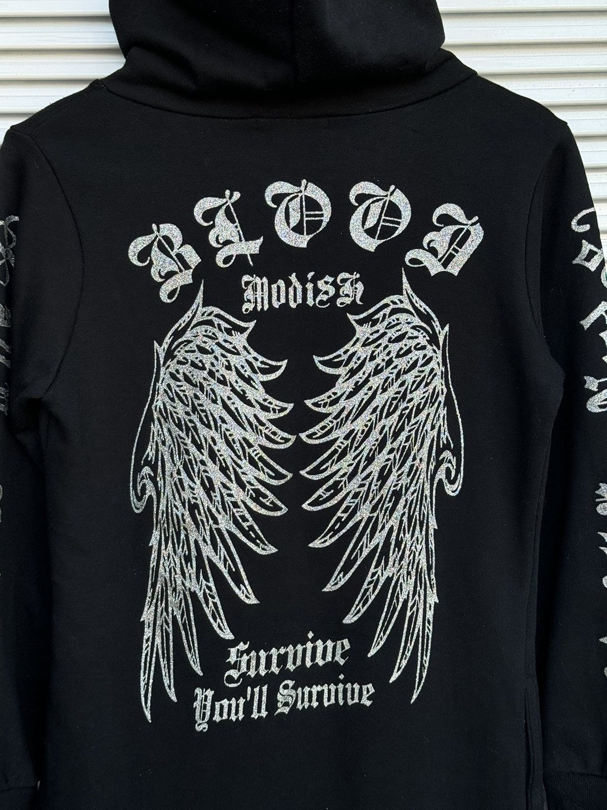 Japanese Brand Punk Blue Strive Wing Skulls Poem Riot Hoodies Size US L / EU 52-54 / 3 - 2 Thumbnail