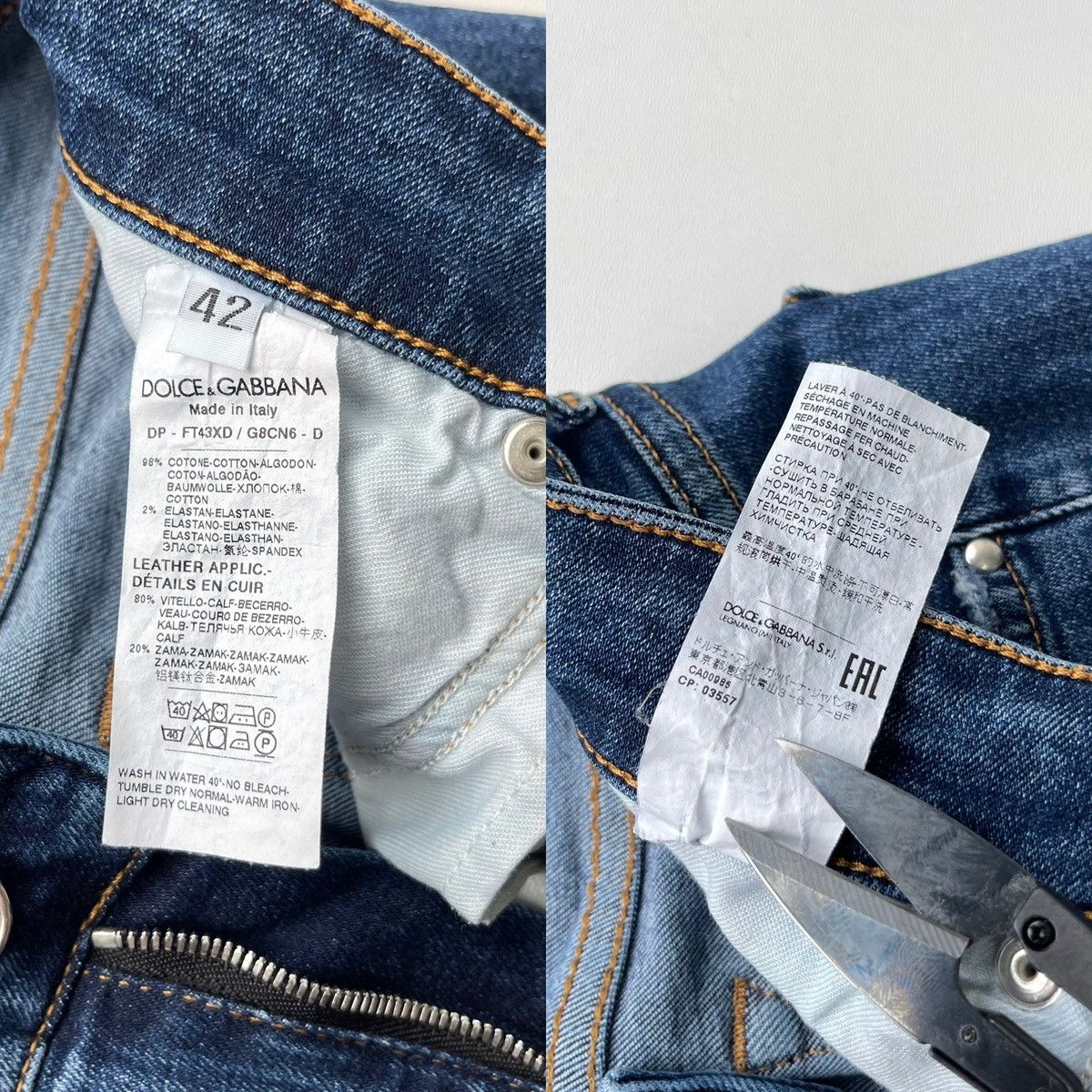 Dolce & Gabbana Dolce & Gabbana Distressed Slim Fit Straight Jeans Blue Size 28" / US 6 / IT 42 - 10 Thumbnail