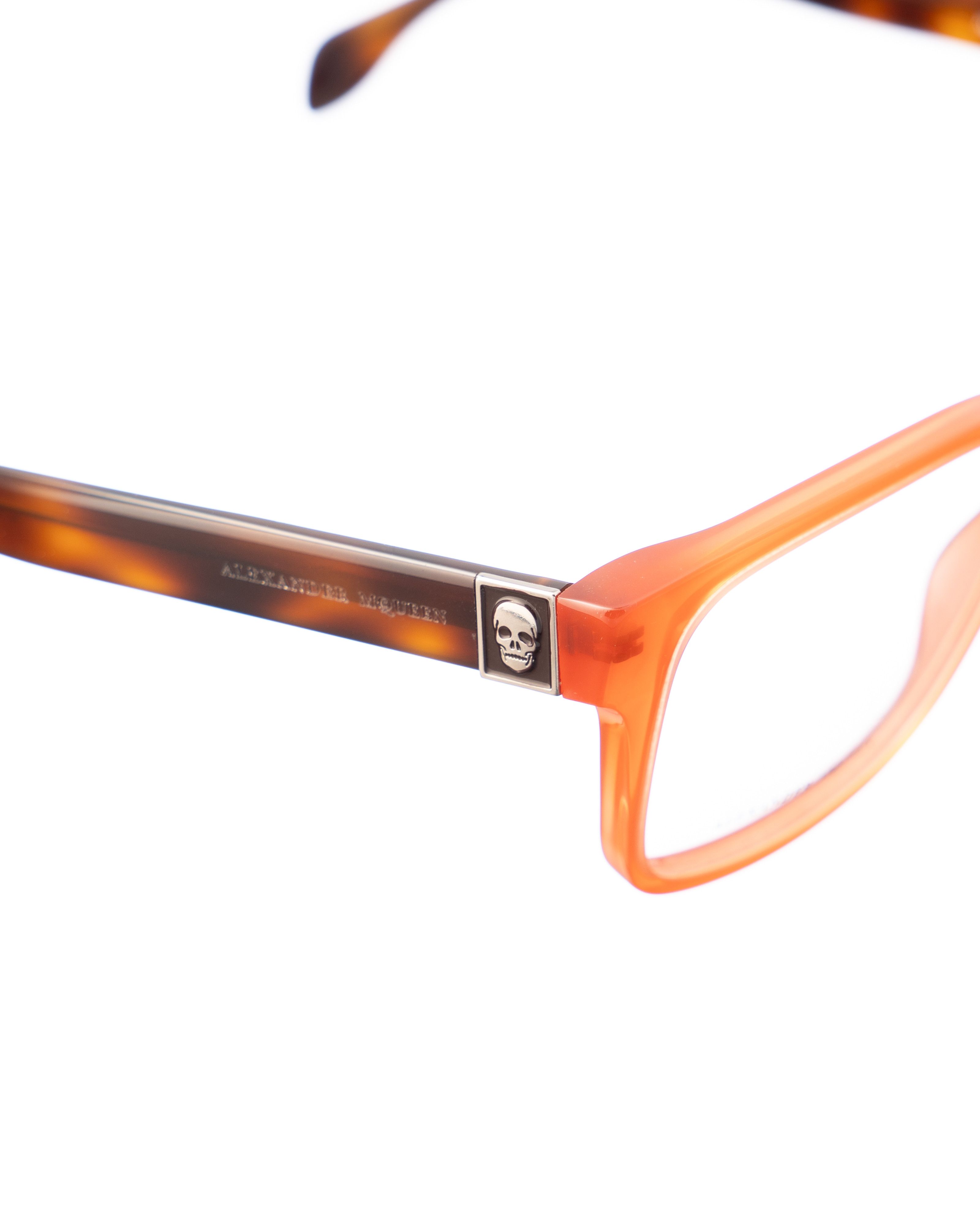 Alexander McQueen Alexander McQueen 00s Bold Nerdy Havana and Orange Glasses Size ONE SIZE - 2 Thumbnail