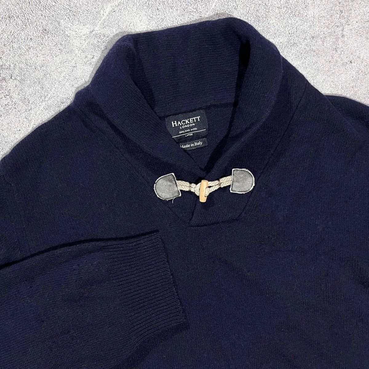 image of Cashmere Wool x Hackett London Geelong Wool Sweater Made In Italy Size M - L in Navy, Men's