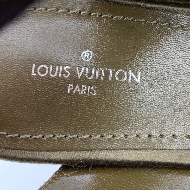 Louis Vuitton Louis Vuitton Dark green chunky high-heeled sandals with p Size US 7 / IT 37 - 7 Thumbnail