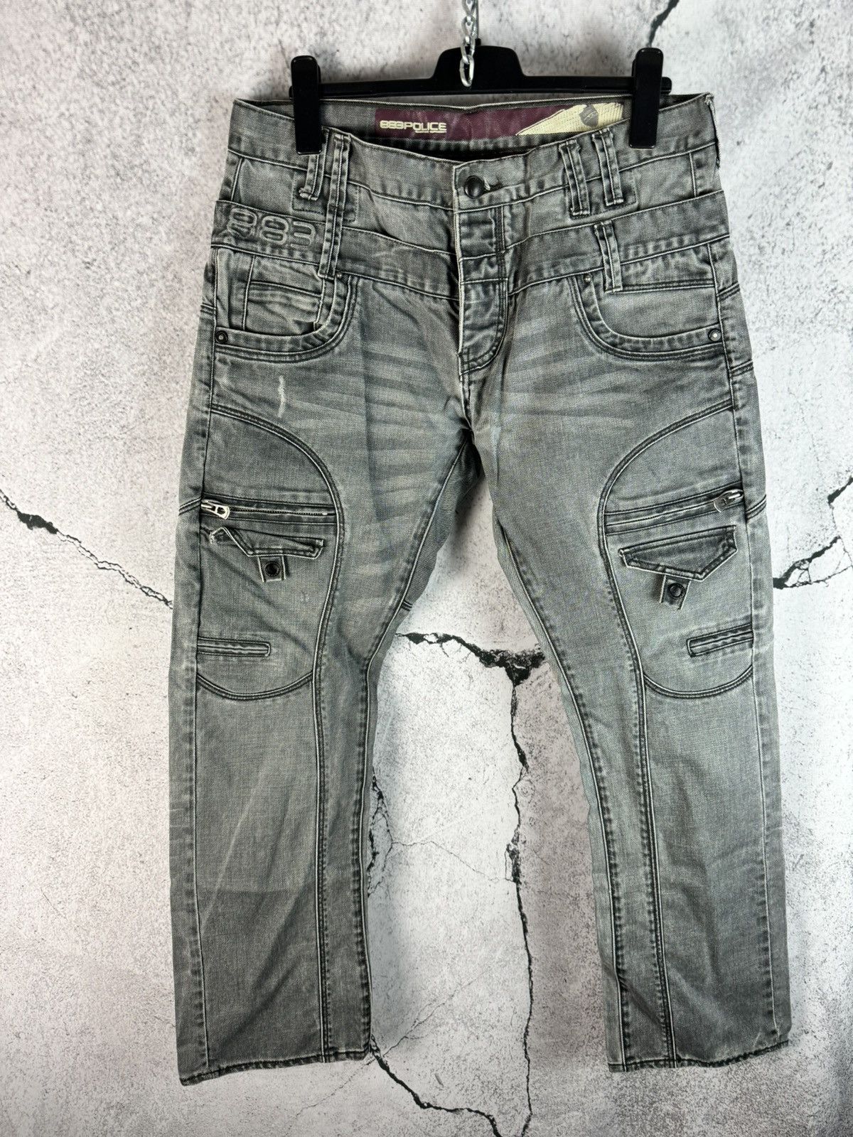 Vintage 883 Police Y2K Avant Garde Vintage Cargo Washed Denim Jeans Size US 34 / EU 50 - 2 Thumbnail