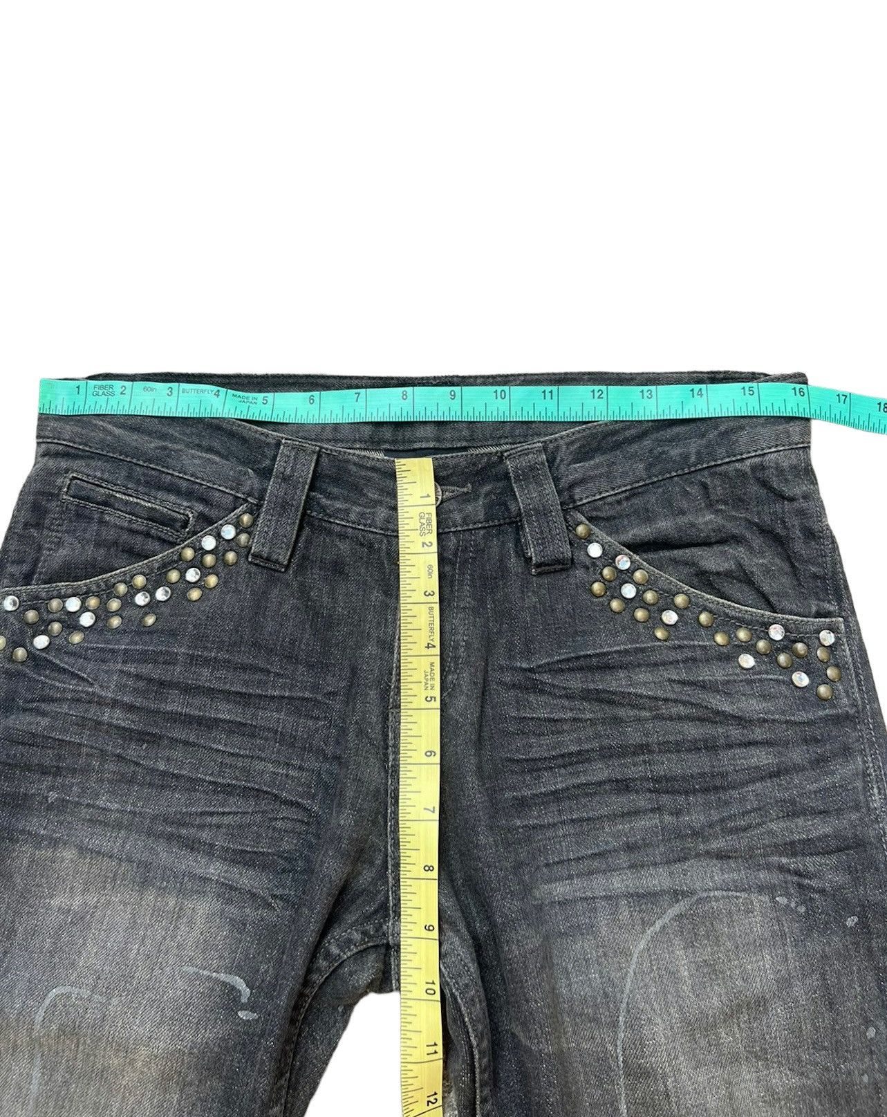 Vintage Flare Semantic Design Japan Faded Black Denim Beaded Jeans Size US 30 / EU 46 - 3 Thumbnail