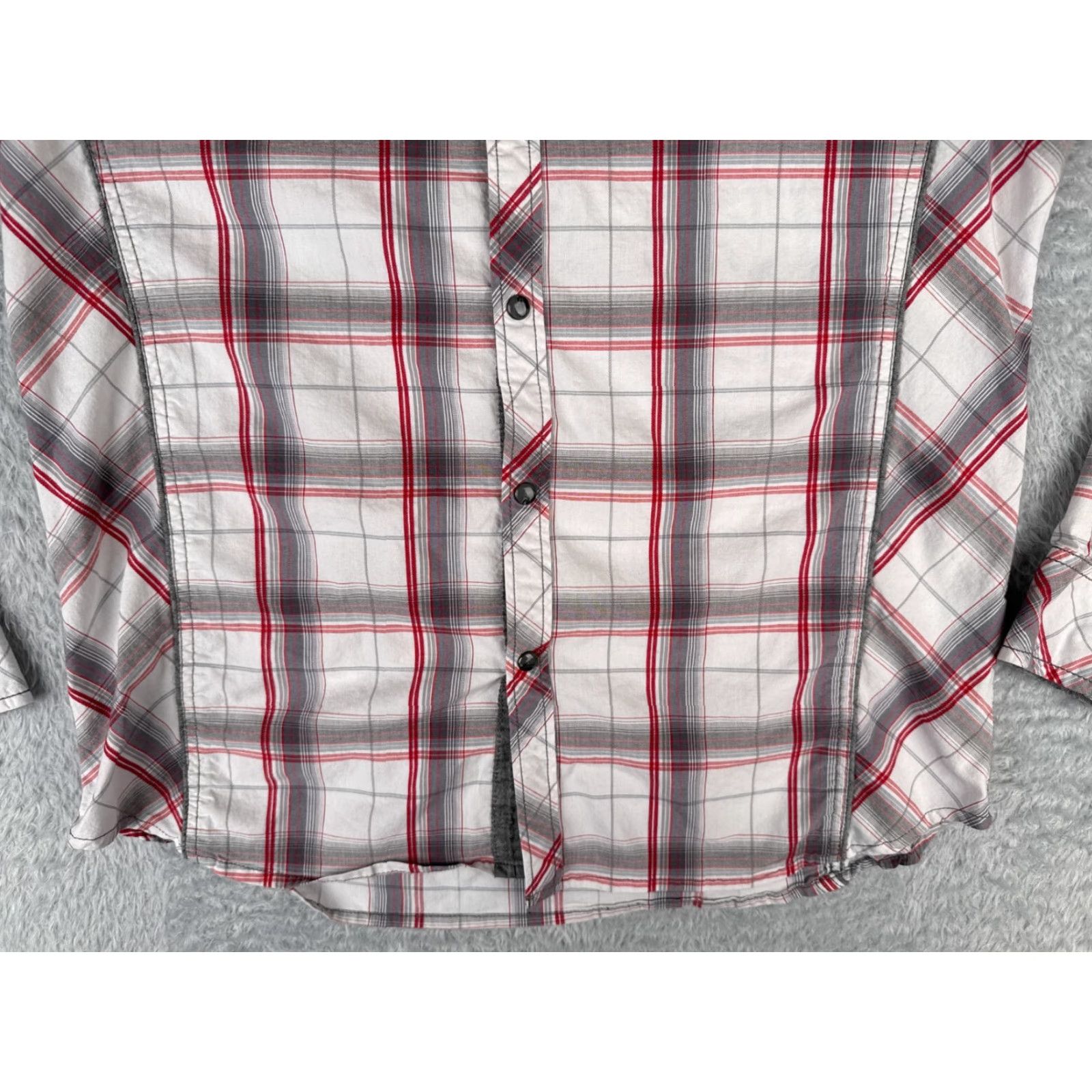 Vintage BKE Shirt Mens Medium White Plaid Red Gray Pearl Snap Long Sleeve Buckle Size US M / EU 48-50 / 2 - 5 Thumbnail