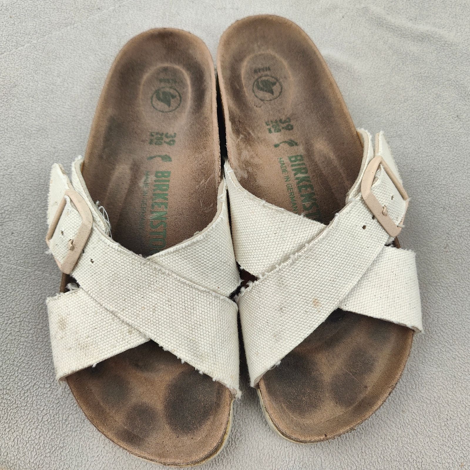 Birkenstock Birkenstock Sienna Canvas Slide Sandals 39 Womens 8 White Size US 8 / IT 38 - 5 Thumbnail