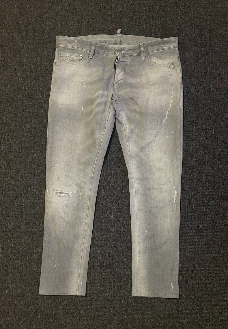 Dsquared2 Dsquared2 Gray Distressed Slim Jeans-yf Size US 34 / EU 50 - 1 Thumbnail
