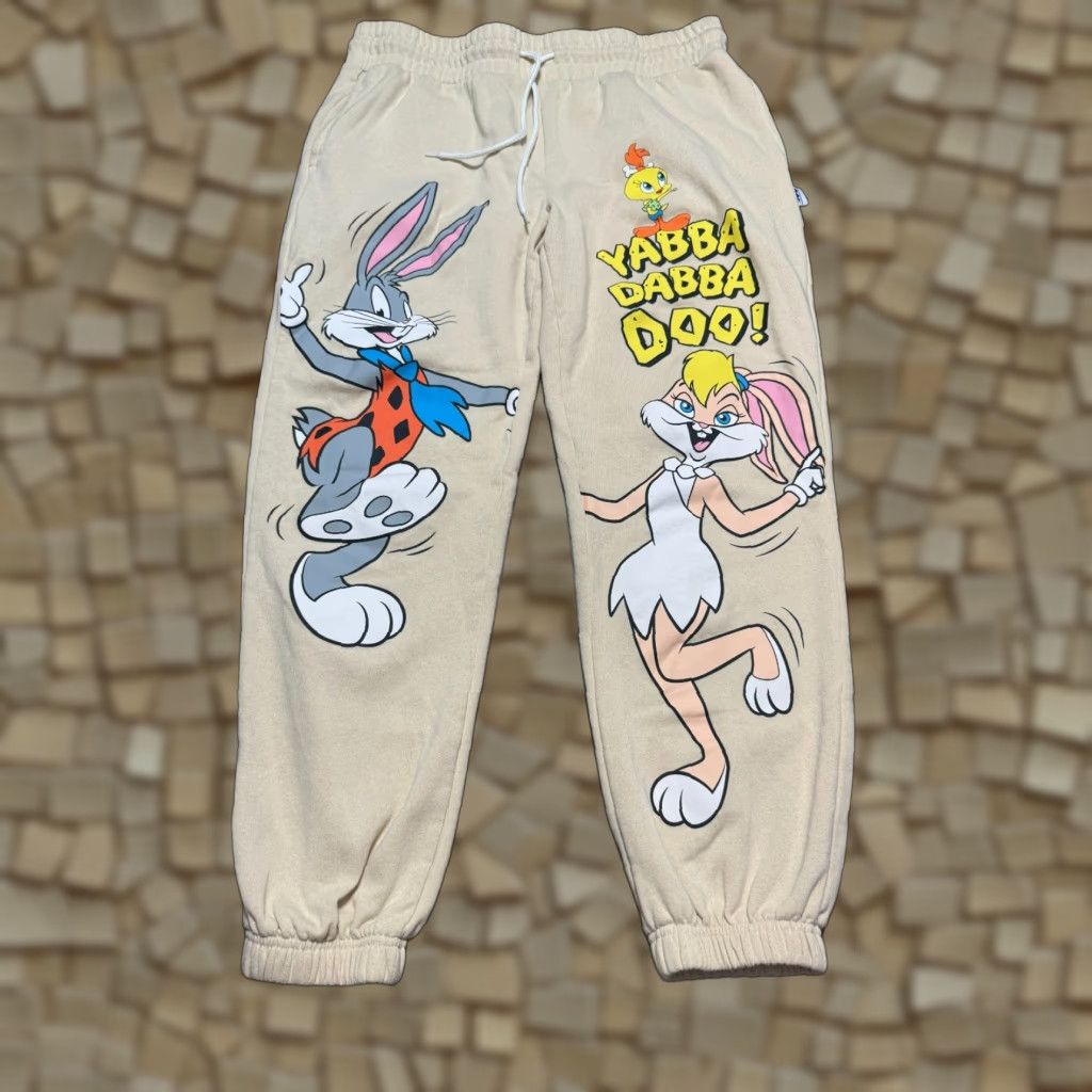 Vintage VINTAGE WB Pants Womens XL Cream Sweatpants Looney Tunes 100 Celebrate Every Story Size 40" / US 18 - 1 Thumbnail