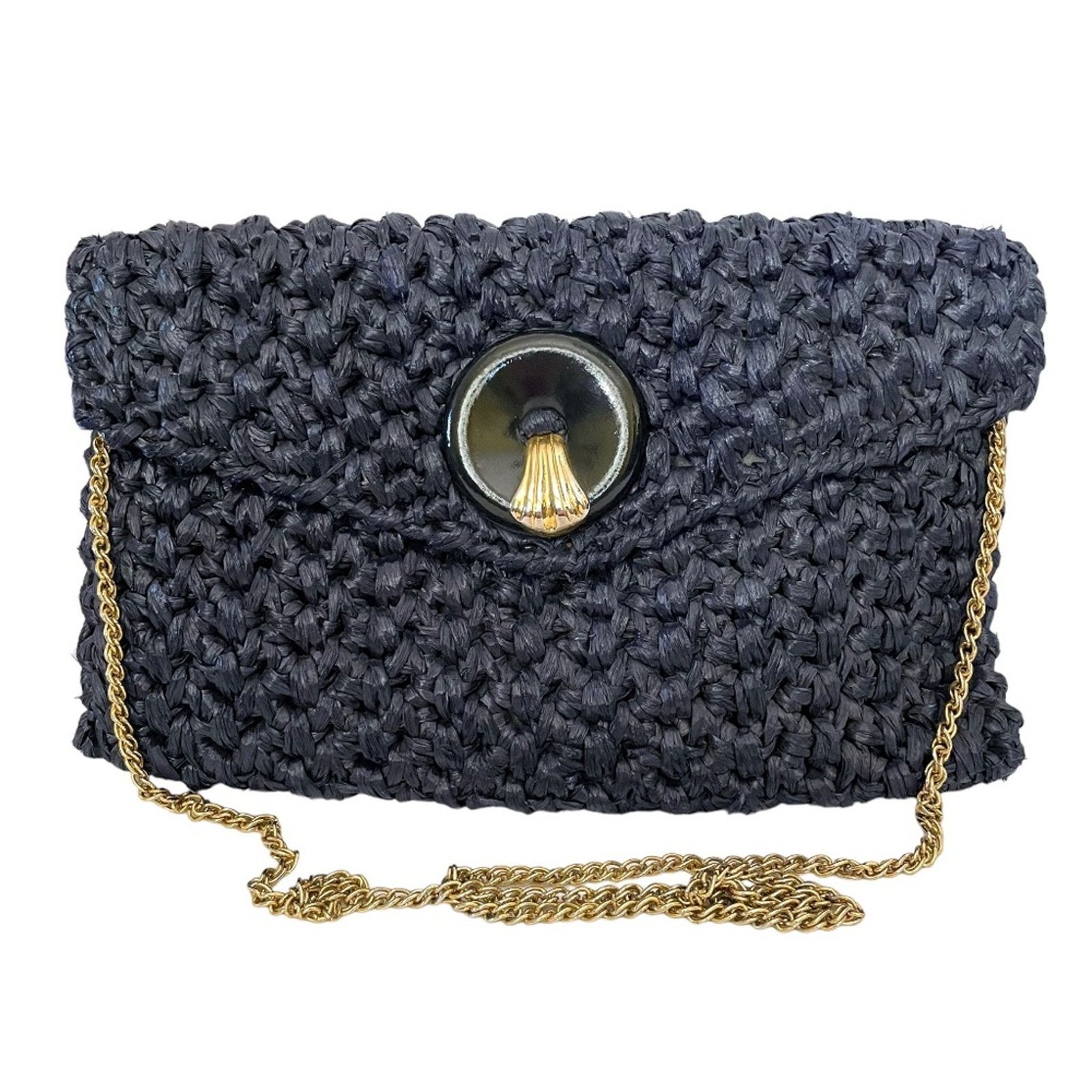 Vintage Rodo Italy Vintage Navy Blue Woven Straw Envelope Clutch Bag Size ONE SIZE - 1 Thumbnail