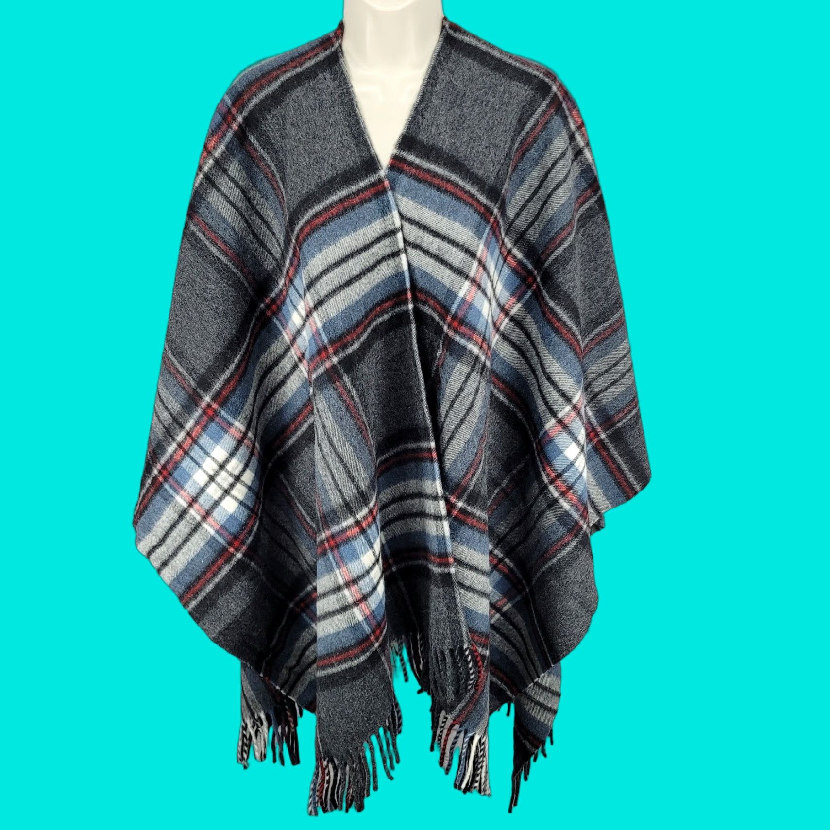 Highland Tweeds Multicolor 100% Lambswool Plaid Fringe Blanket Wrap Scotland