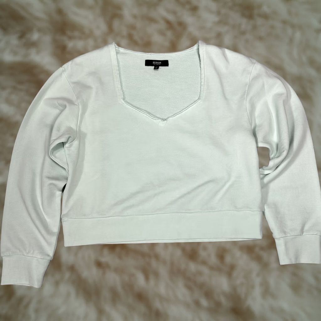 Hudson Hudson Los Angeles Light Blue Cropped Sweater Pullover Cotton Women's L Size Sweater, Light Blue, Cropped, Pullover, Cotton, Women, L Size L / US 10 / IT 46 - 1 Thumbnail