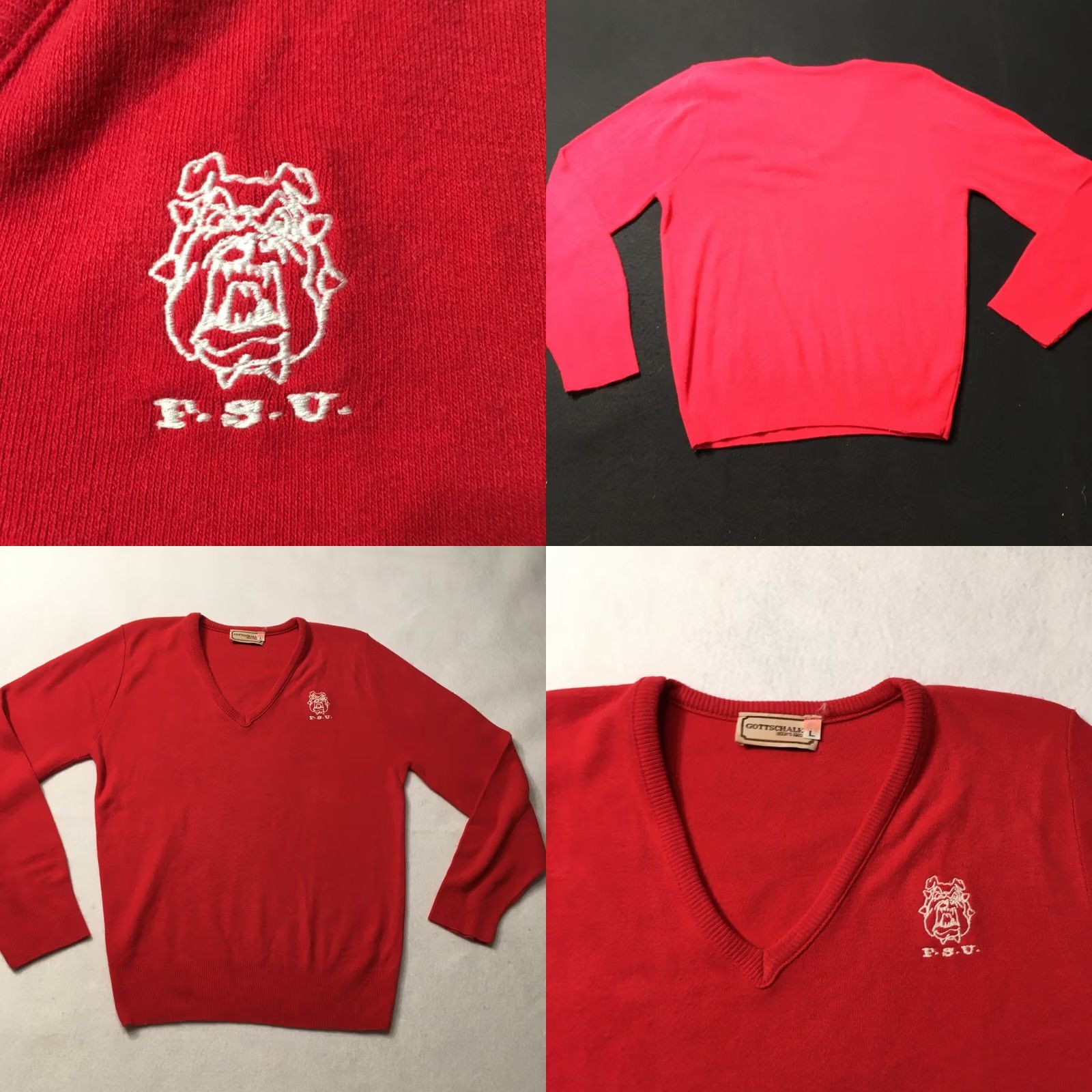Vintage VINTAGE gottschalks Red Men’s V Neck Sweater L Long Sleeve Pullover Casual 1990s Fresno State Mens Size US L / EU 52-54 / 3 - 8 Thumbnail
