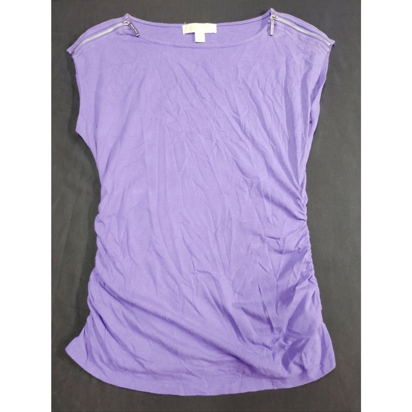 Michael Kors Purple Women’s Zip-Shoulder Ruched side Top - Michael Kors Size M / US 6-8 / IT 42-44 - 1 Thumbnail