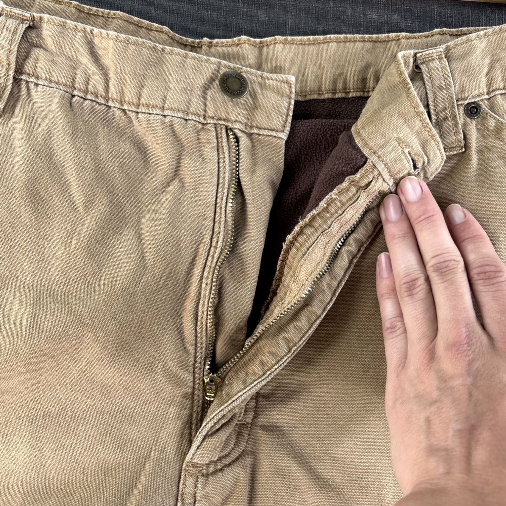 Wrangler VINTAGE Wrangler Men's 38x30 Carpenter Pants Fleece Lined Brown Relaxed 94GRWAO Size US 38 / EU 54 - 7 Thumbnail