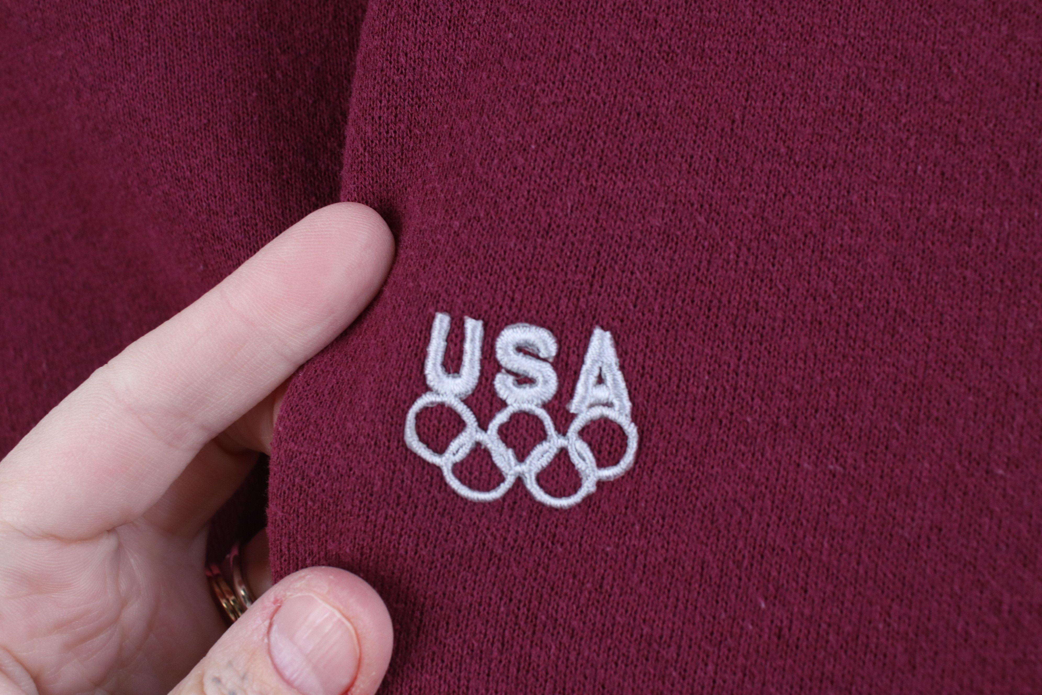 Vintage Vintage 90s USA Olympics Crewneck Sweatshirt Burgundy USA Size US XL / EU 56 / 4 - 4 Thumbnail