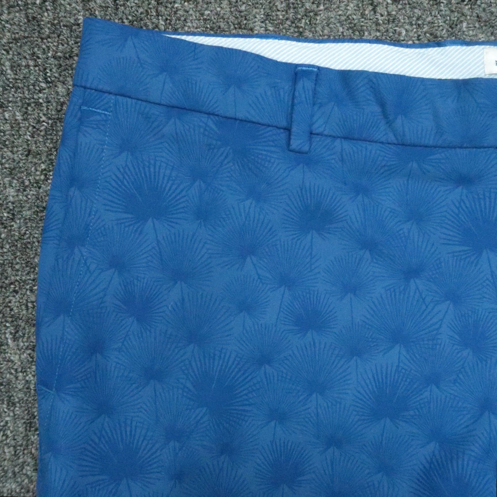 Peter Millar Peter Millar Shorts Mens 38 Blue Carbarro Fan Palm Twill Performance Chino Shirt? Size US 38 / EU 54 - 2 Thumbnail