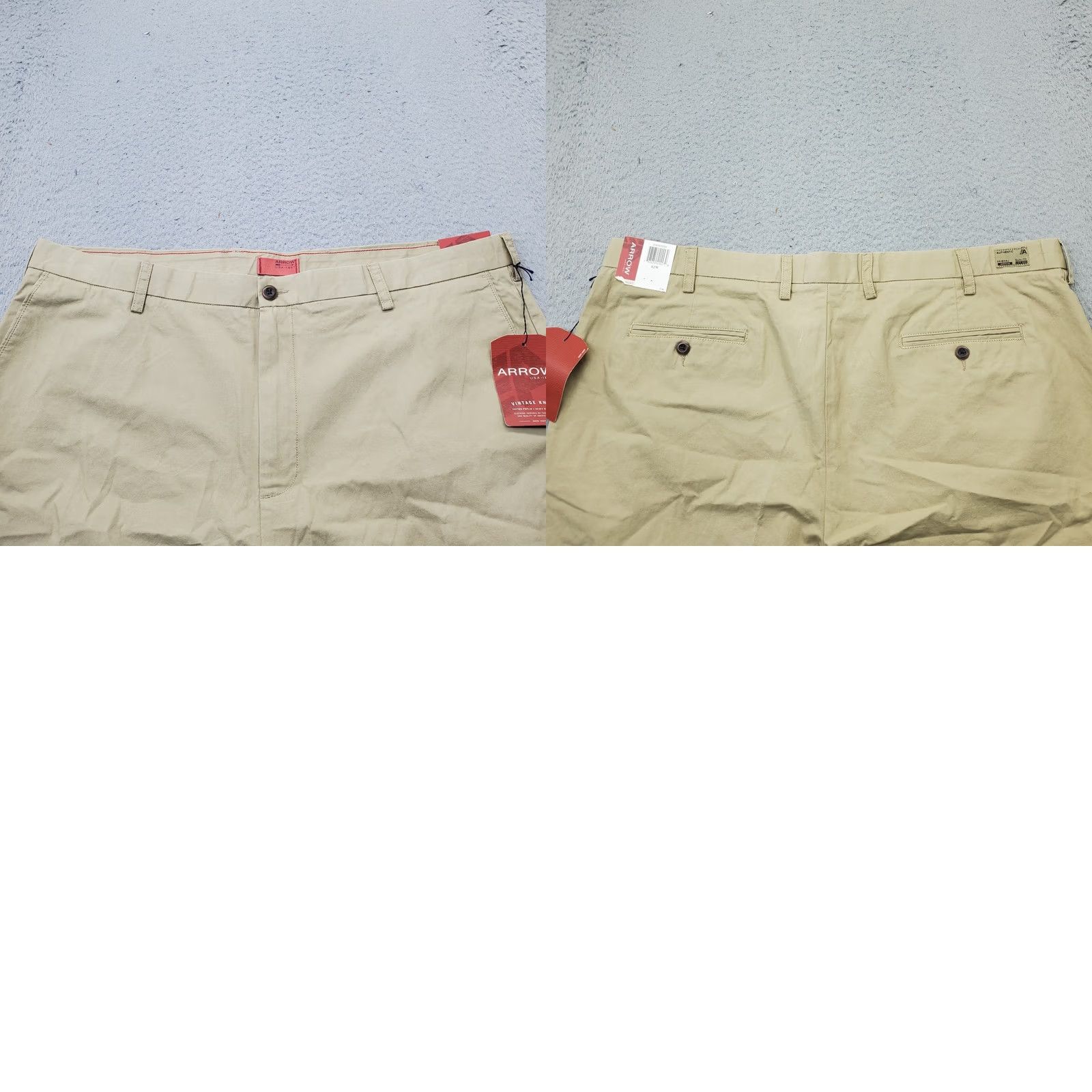 Arrow Vintage Arrow Khaki Chino Shorts Mens 42 Tan Cotton Casual Flat Front Comfort Size US 42 / EU 58 - 8 Thumbnail