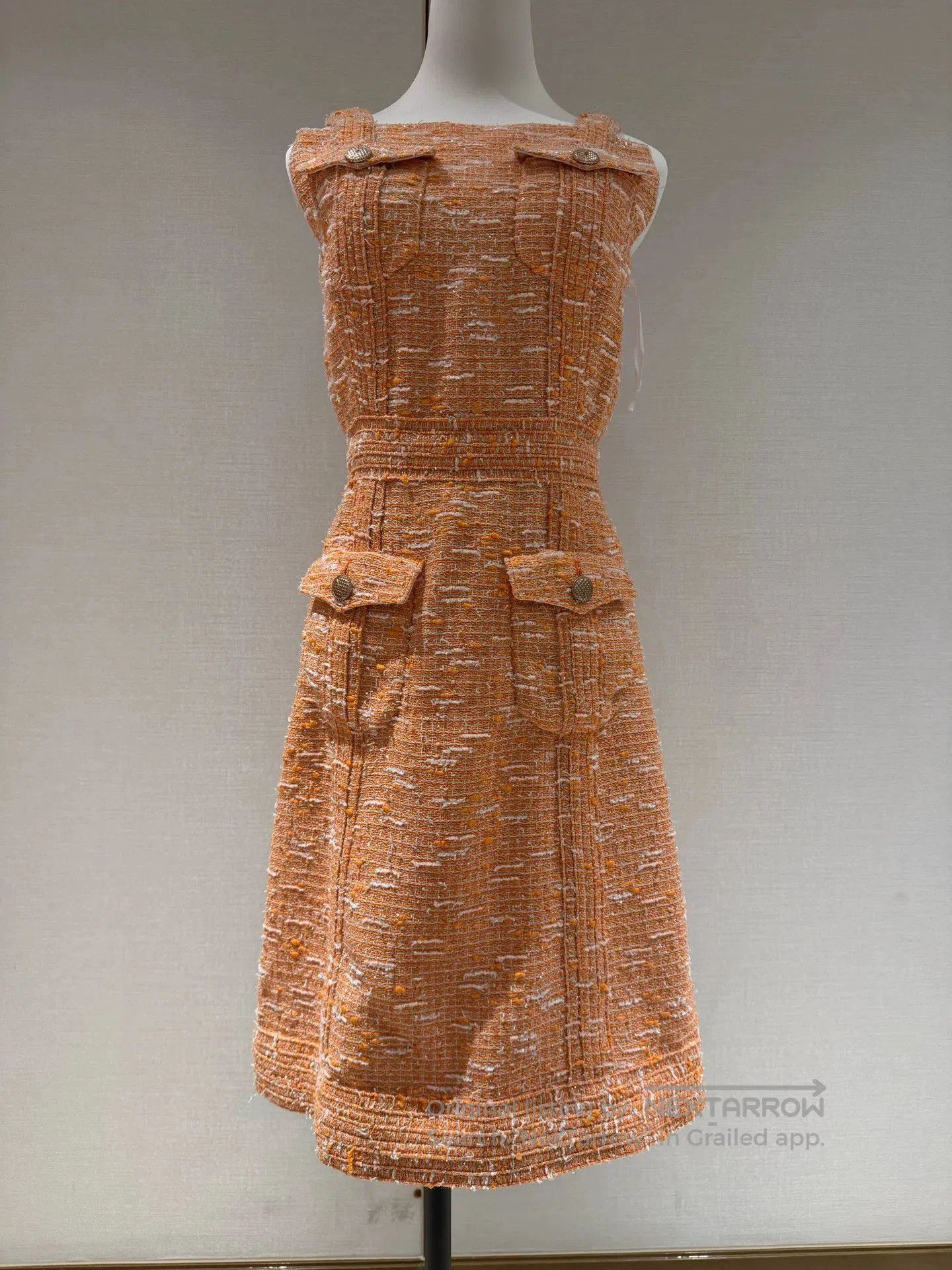 Chanel Chanel 17 Orange Tweed Dress. Size US 36 / EU 52 - 1 Thumbnail