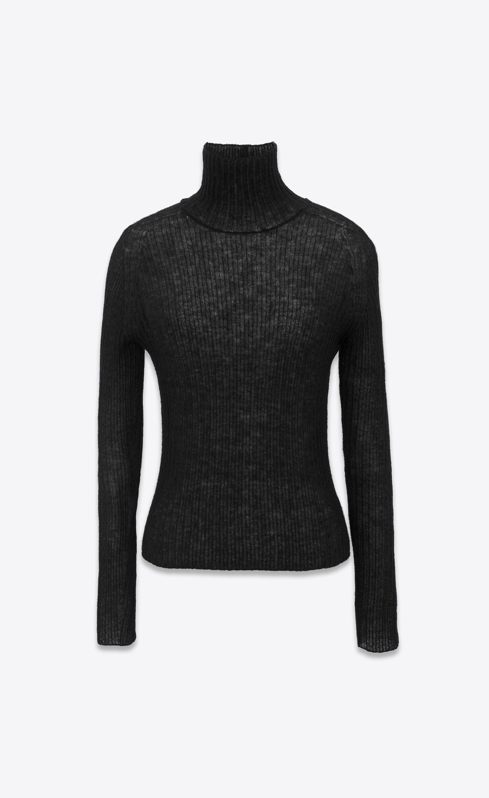 Saint Laurent Paris o1tr1nto0325 Turtleneck Sweater in Ribbed Knit in Black Size M / US 6-8 / IT 42-44 - 1 Thumbnail