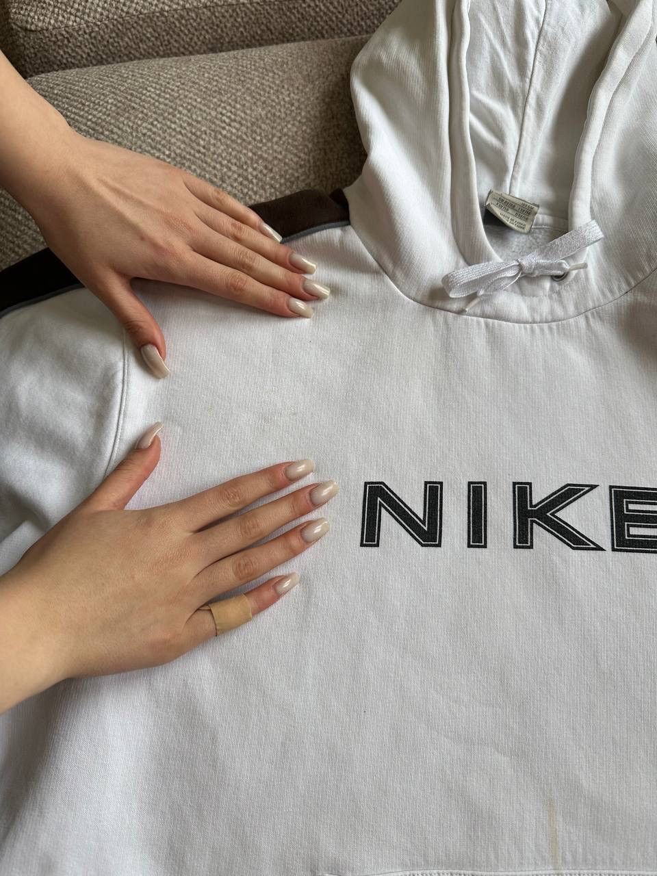 Nike × Vintage 💥00’s Nike Vintage Brown/White Hoodie Boxy fit Size US L / EU 52-54 / 3 - 9 Thumbnail