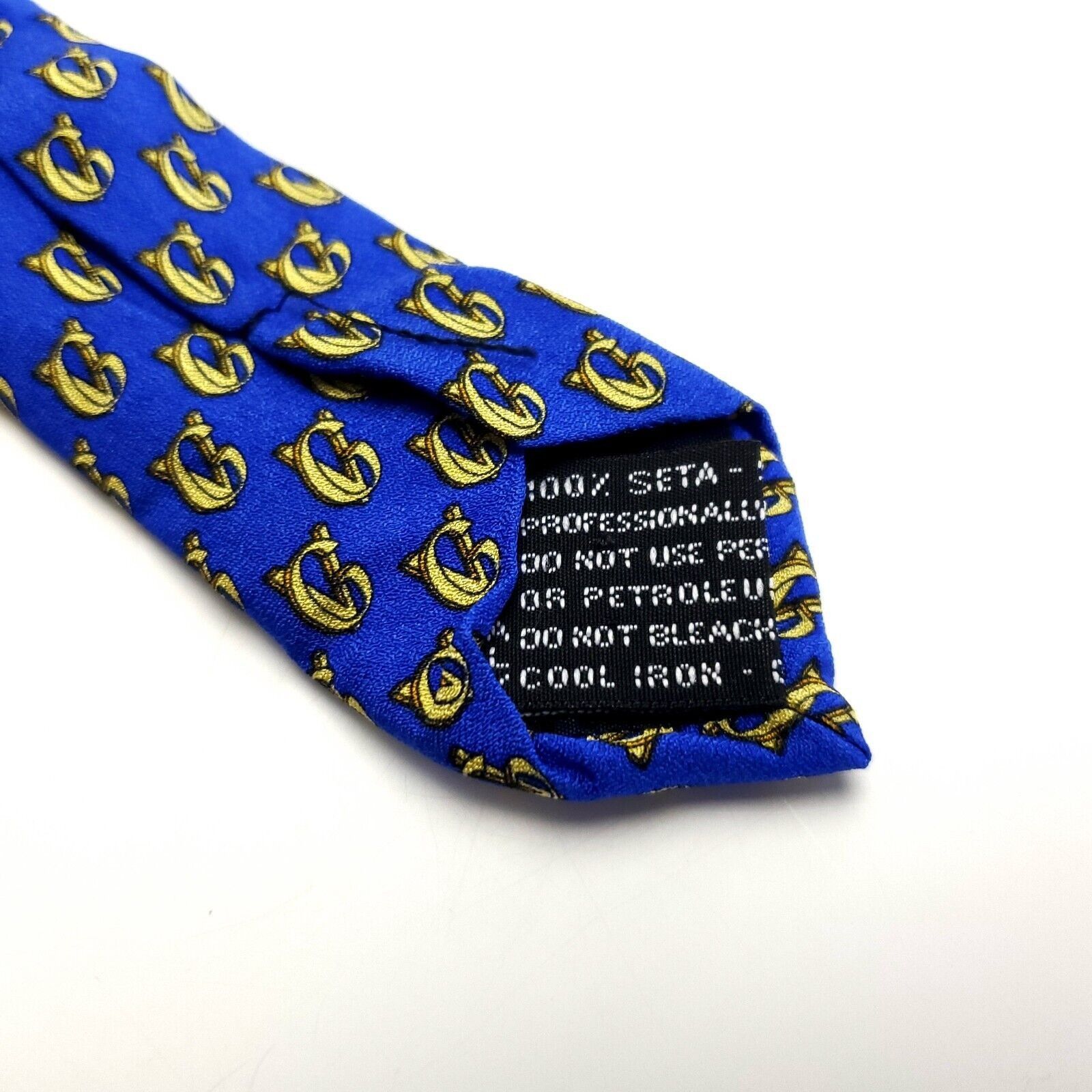 Versace Gianni Versace Blue Print Geometric Short Silk Tie Size ONE SIZE - 4 Thumbnail