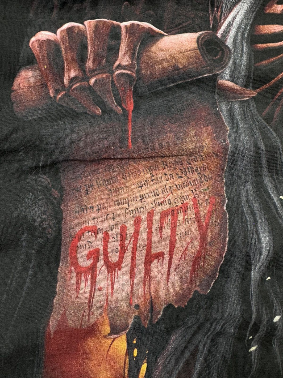 Vintage × West Coast Choppers Vintage 90s Spiral reaper skull skeleton guilty judge tee Size US XL / EU 56 / 4 - 11 Thumbnail