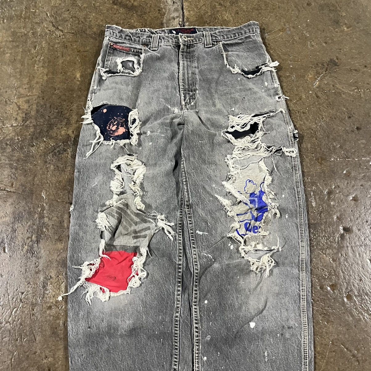 JNCO × Southpole × Vintage Crazy Vintage Y2K Thrashed Carpenter Jeans Skater Wide Leg Size US 34 / EU 50 - 5 Thumbnail