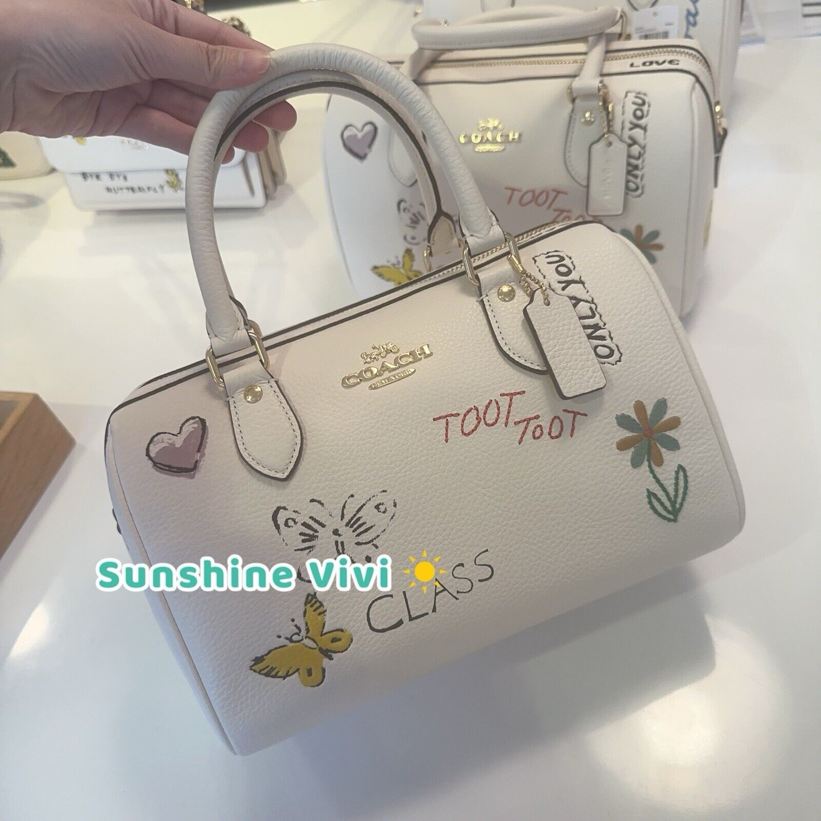 Coach NWT Coach Rowan Satchel Bag Sketch CAK19 Gold/chalk multi Size ONE SIZE - 7 Thumbnail