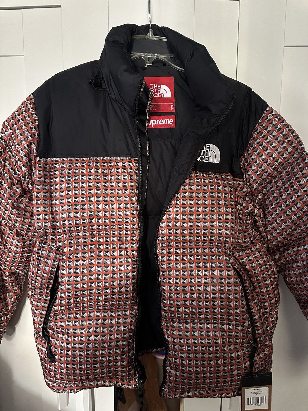 image of New Supreme Nuptse Studded North Face Puffer M in Red, Men's (Size Medium)