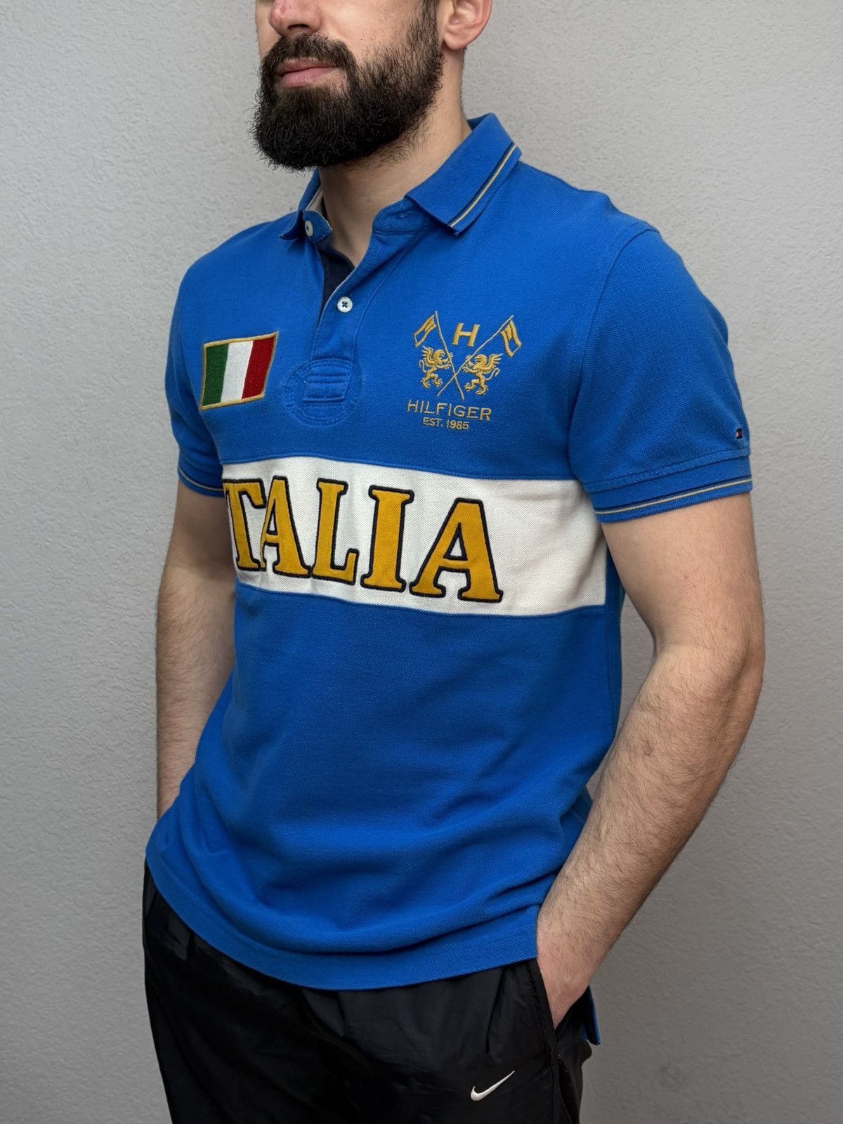 Polo Ralph Lauren Italia Polo Tee Blue 🇮🇹 Vintage Style Big Logo Flag y2k Rugby Size US M / EU 48-50 / 2 - 16 Thumbnail