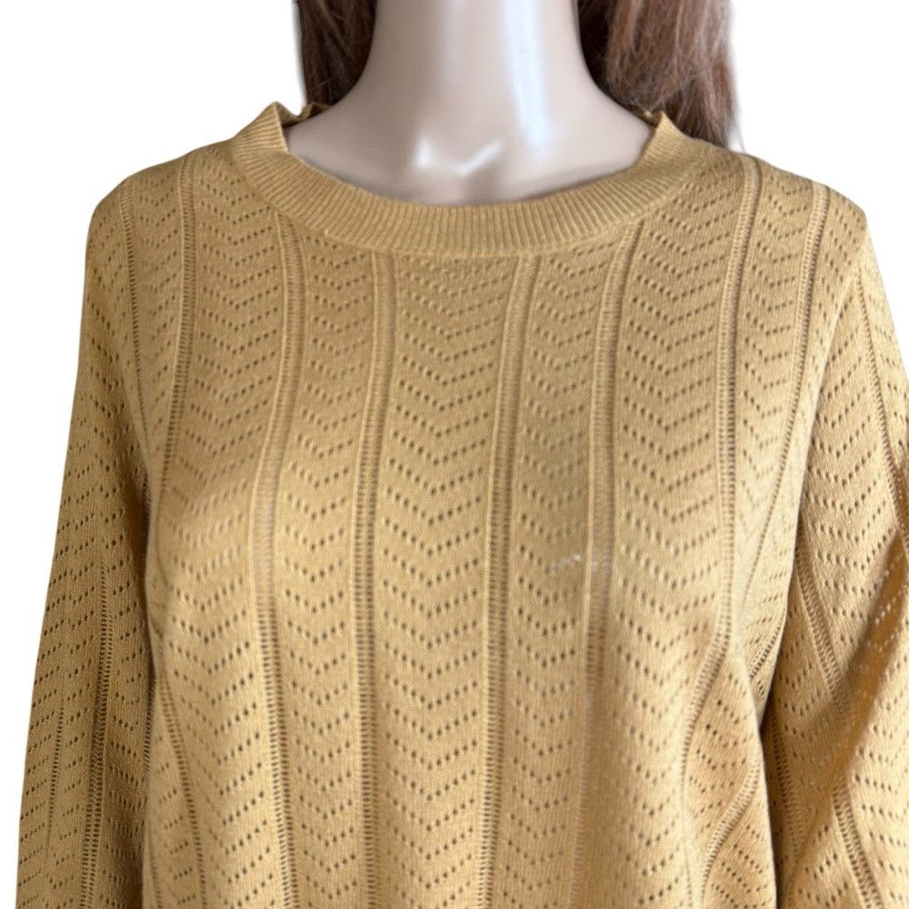 Adrianna Papell NWT New Adrianna Papell Pointelle Bell Sleeve Knit Top Size Size L / US 10 / IT 46 - 3 Thumbnail