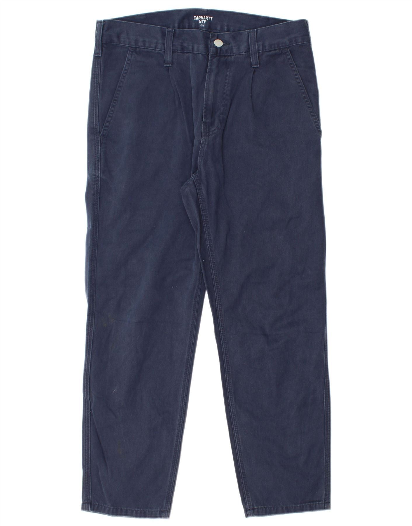Carhartt Mens Straight Chino Trousers W28 L25 Navy Blue Cotton Size US 28 / EU 44 - 1 Thumbnail