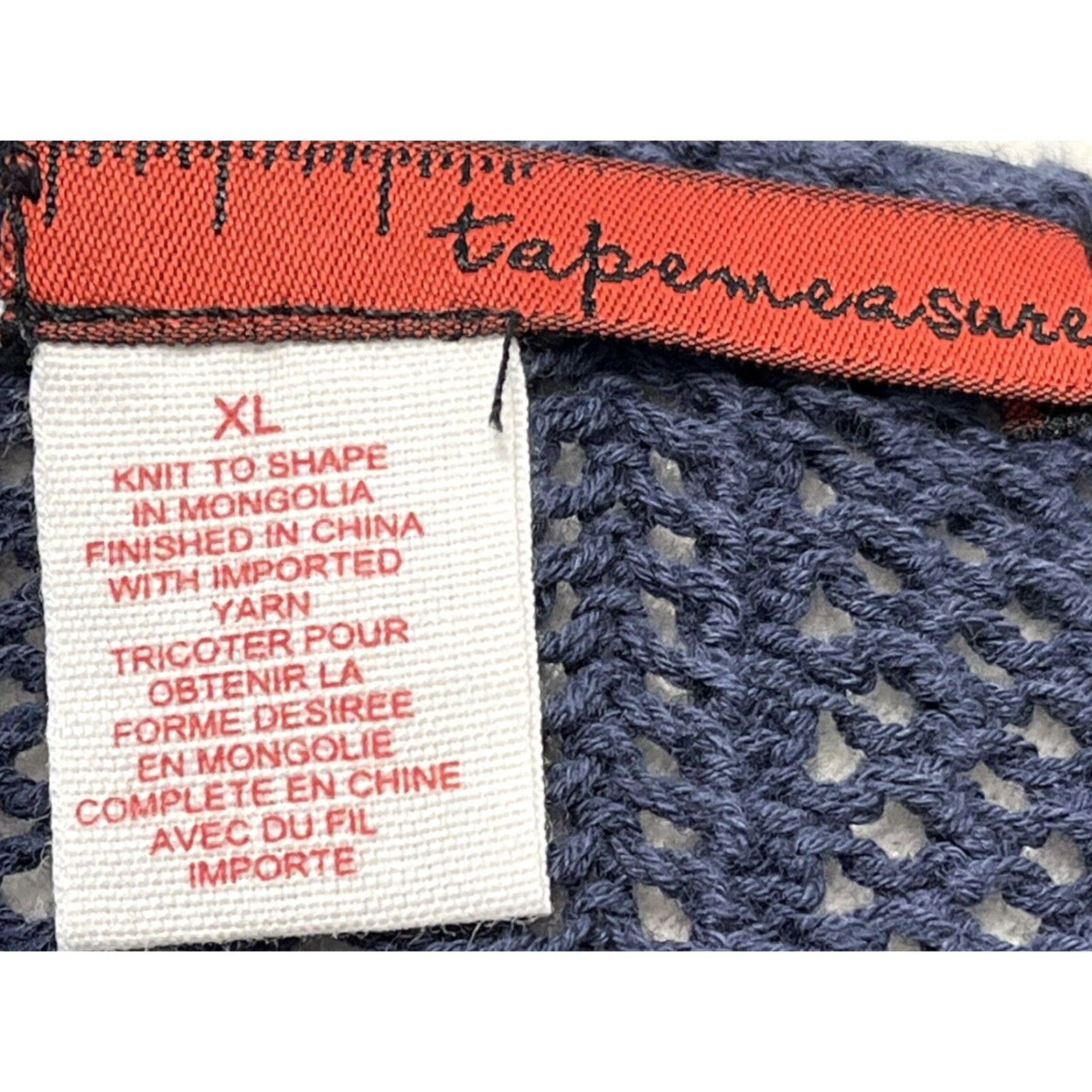 Vintage Tapemeasure Crochet Sweater Shell Navy Blue Womens XL Pullover Size XL / US 12-14 / IT 48-50 - 5 Thumbnail