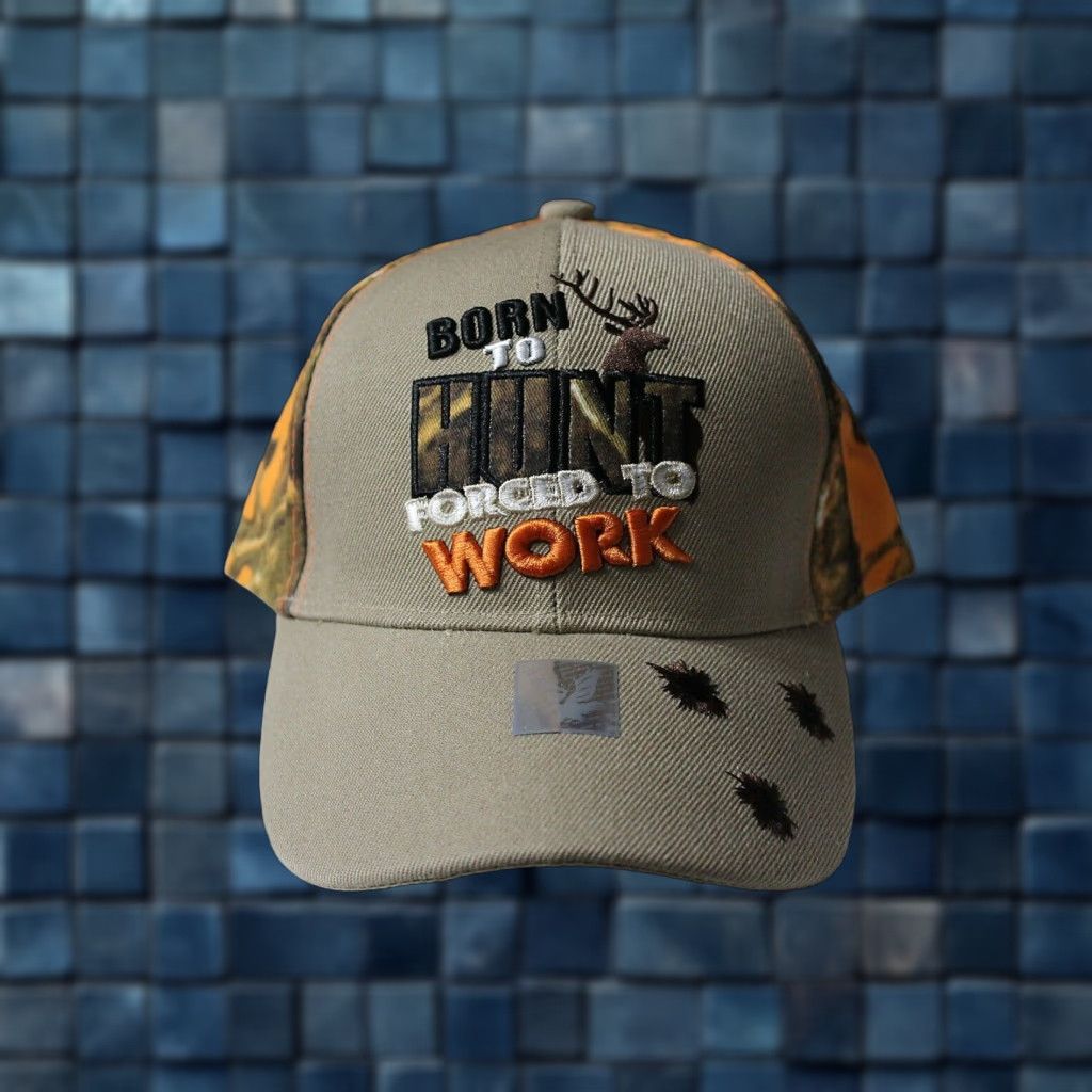 Vintage CALI Born to Hunt Hunting Baseball Cap Men Adjustable Beige Camo Deer Bullet Hole 2018 Size ONE SIZE - 1 Thumbnail