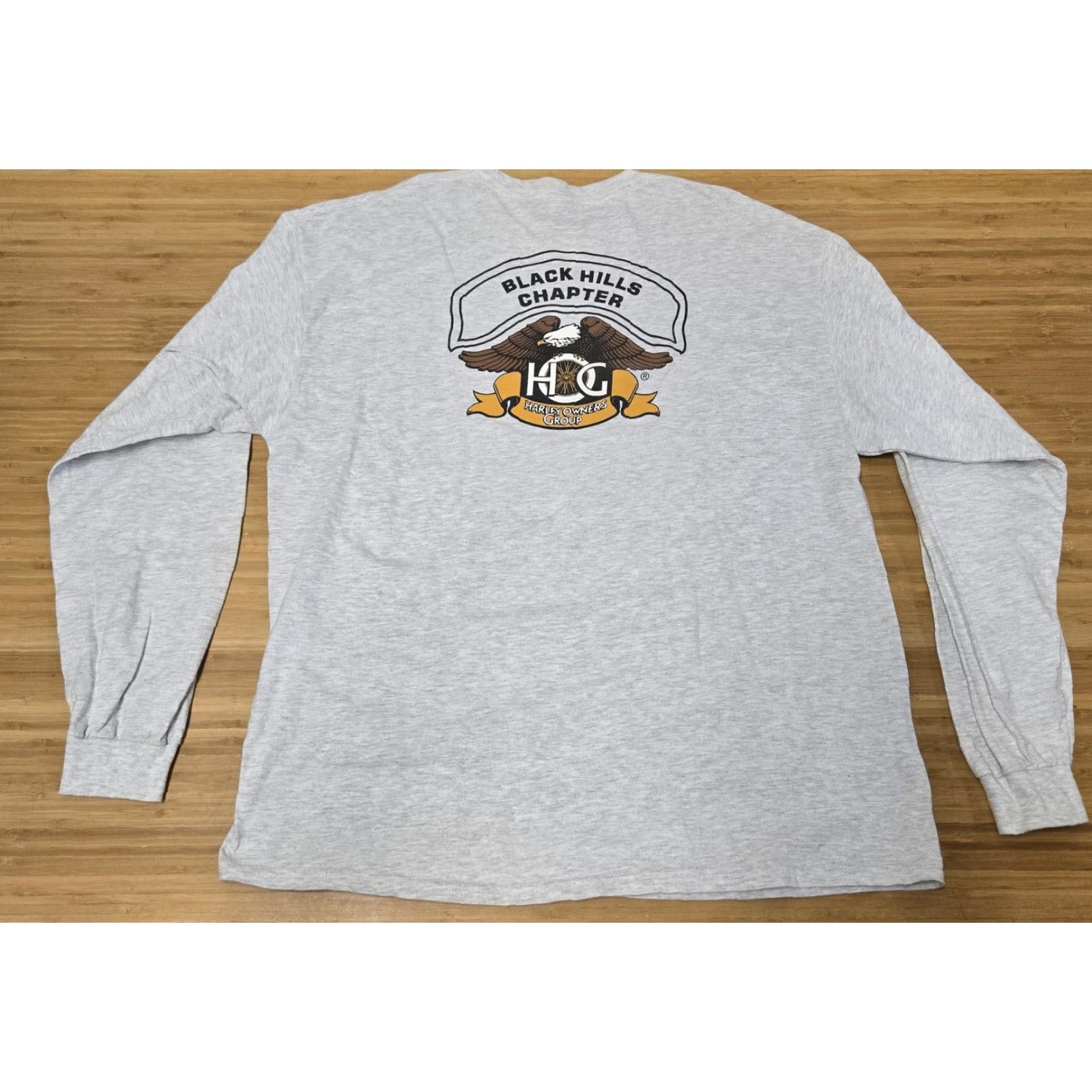 Hanes Harley Owners Group Shirt Mens XL Gray Black Hills Chapter Long Sleeve HOG Eagle Size US XL / EU 56 / 4 - 4 Thumbnail