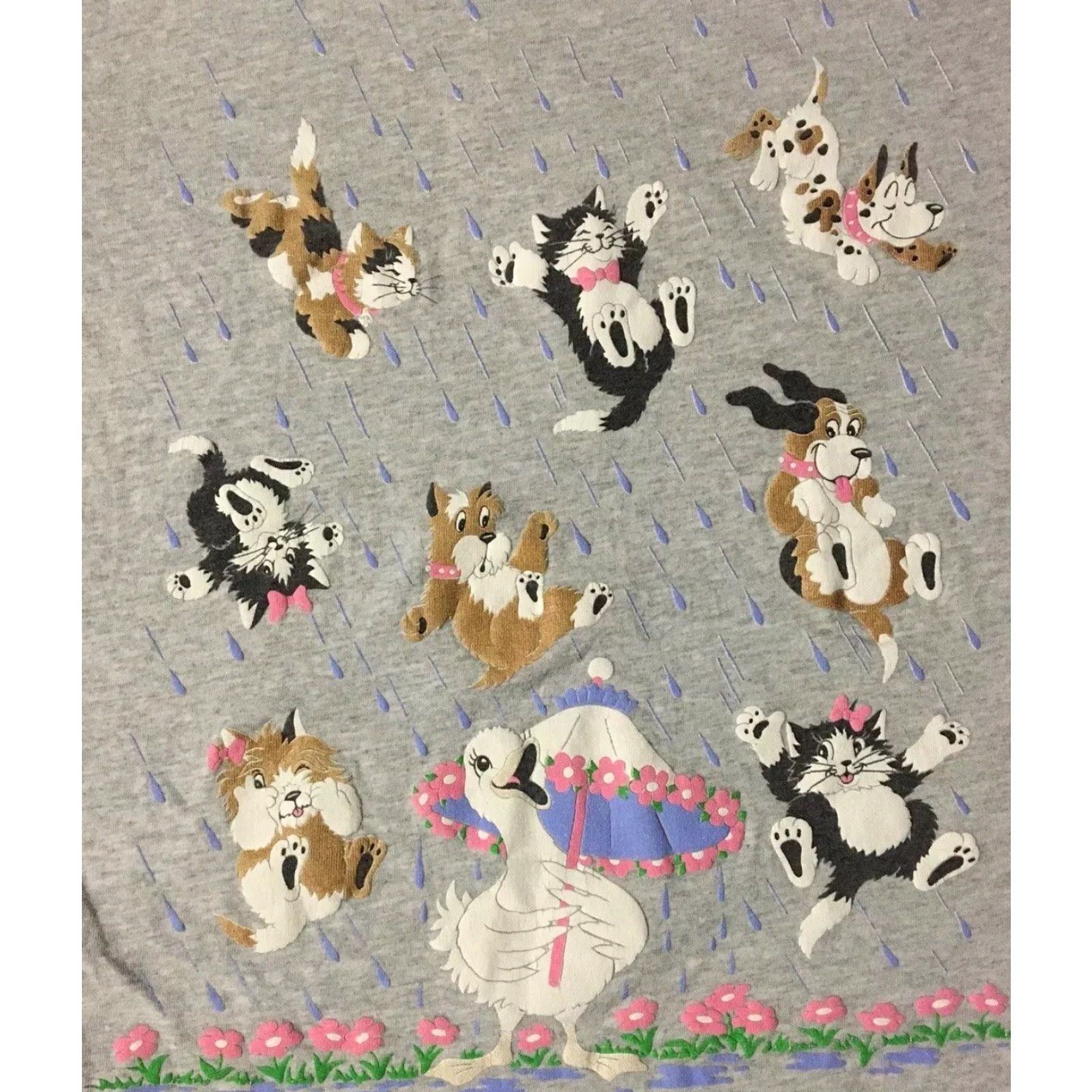 Vintage Vtg 90s Raining Cats & Dogs Shirt M L Funny Joke AOP Flower Nature Art Grunge Size US M / EU 48-50 / 2 - 3 Thumbnail