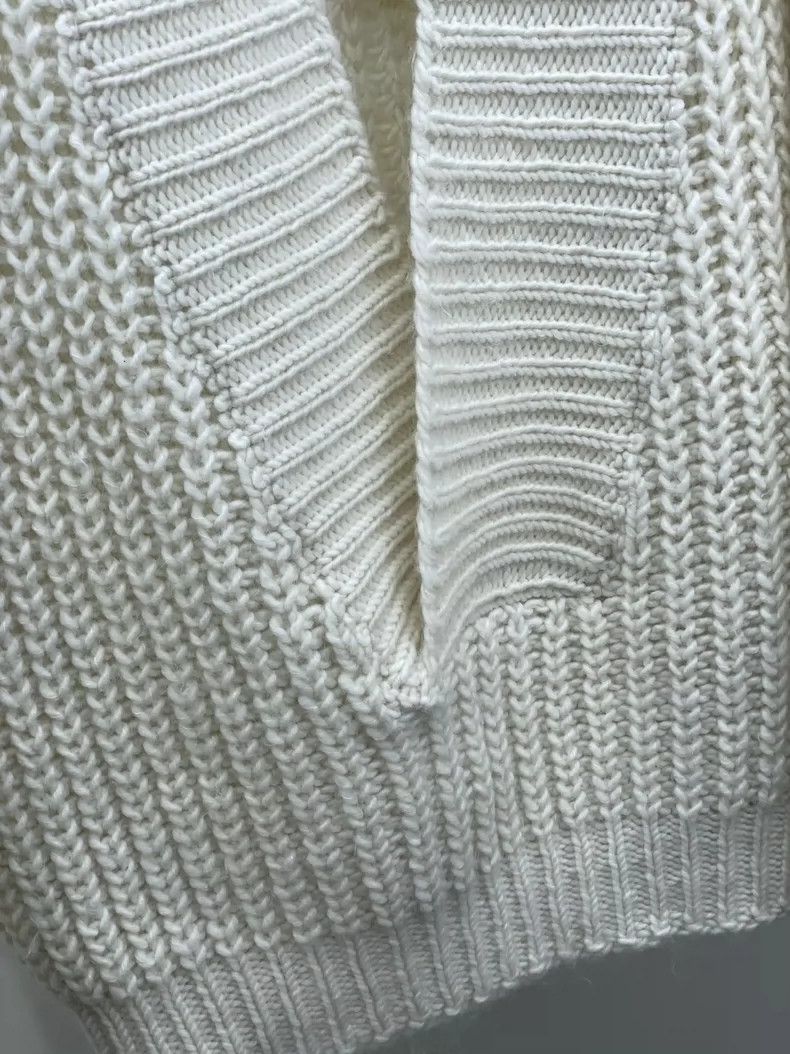 Dior Dior 24 large V-neck loose thick-line knitted sweaters Size XXS / US 00 / IT 34 - 3 Thumbnail